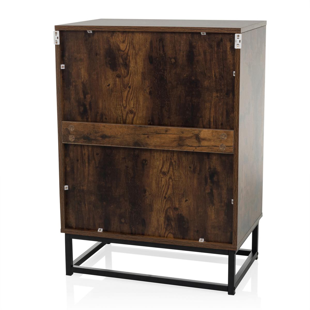 Komoda Vinstra, Rjava, Črna - črna/rjava, Moderno, kovina/leseni material (60/83,5/38,5cm) - MID.YOU