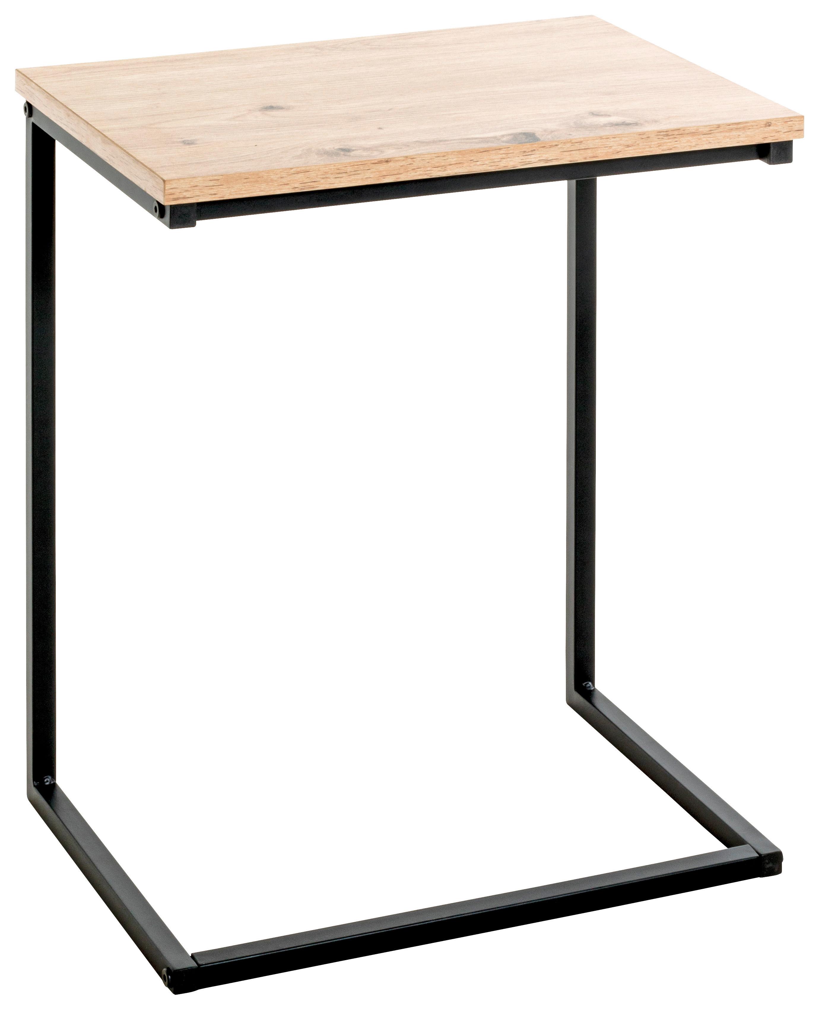 STOLIK BOCZNY LUZERN 2 - kolor dębowy/czarny, Design, materiał drewnopochodny/metal (40/30/50cm)