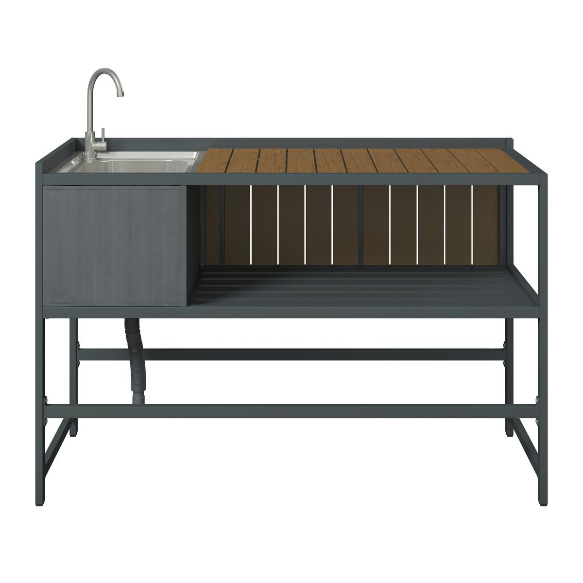 Outdoorküche Levi 2 Anthrazit/Naturfarben - Anthrazit/Naturfarben, MODERN, Kunststoff/Metall (144cm)