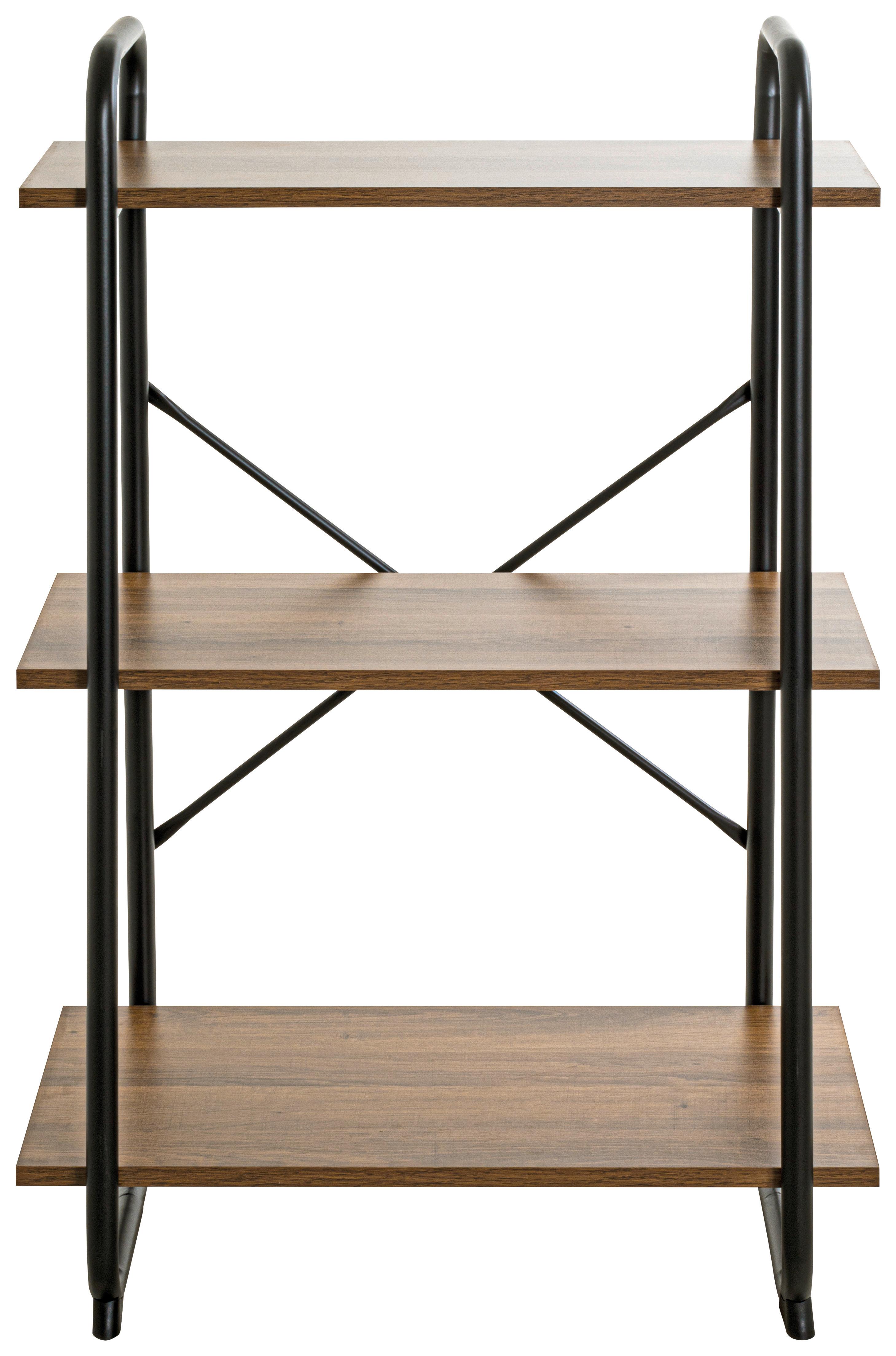 Regal Hengelo 3, Črna, Hrast - črna/barve hrasta, Moderno, kovina/leseni material (60/93/36cm) - Mömax