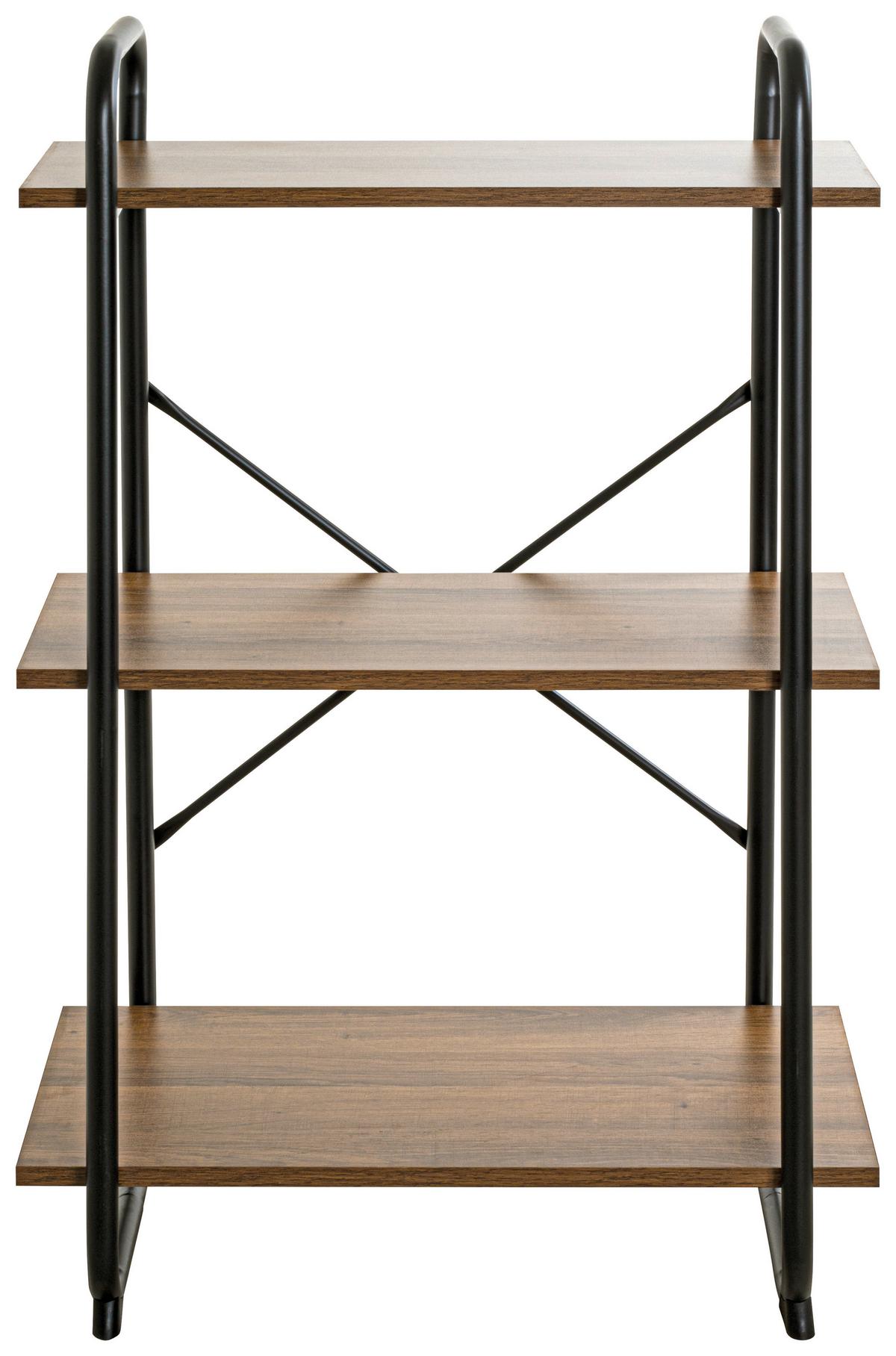 Regal Hengelo 3 in Schwarz/Eichefarben - Eichefarben/Schwarz, Modern, Holzwerkstoff/Metall (60/93/36cm) - Mömax