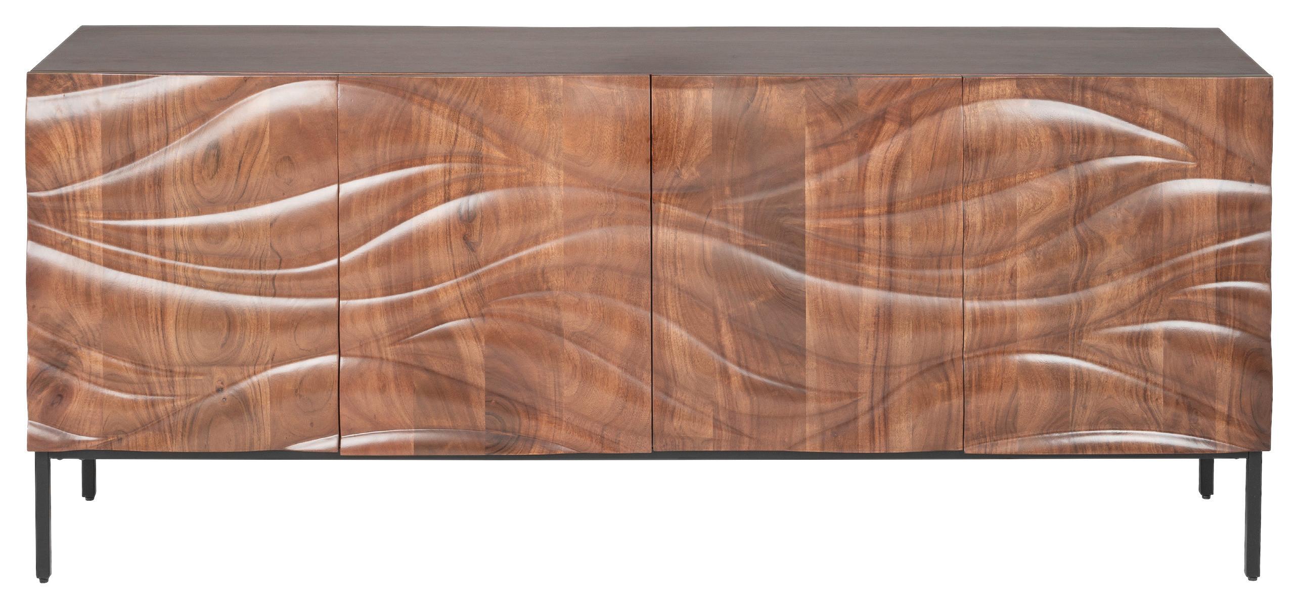 Sideboard Wave Walnussfarben - Walnussfarben/Schwarz, Trend, Holz/Metall (175/76/40cm) - Mömax