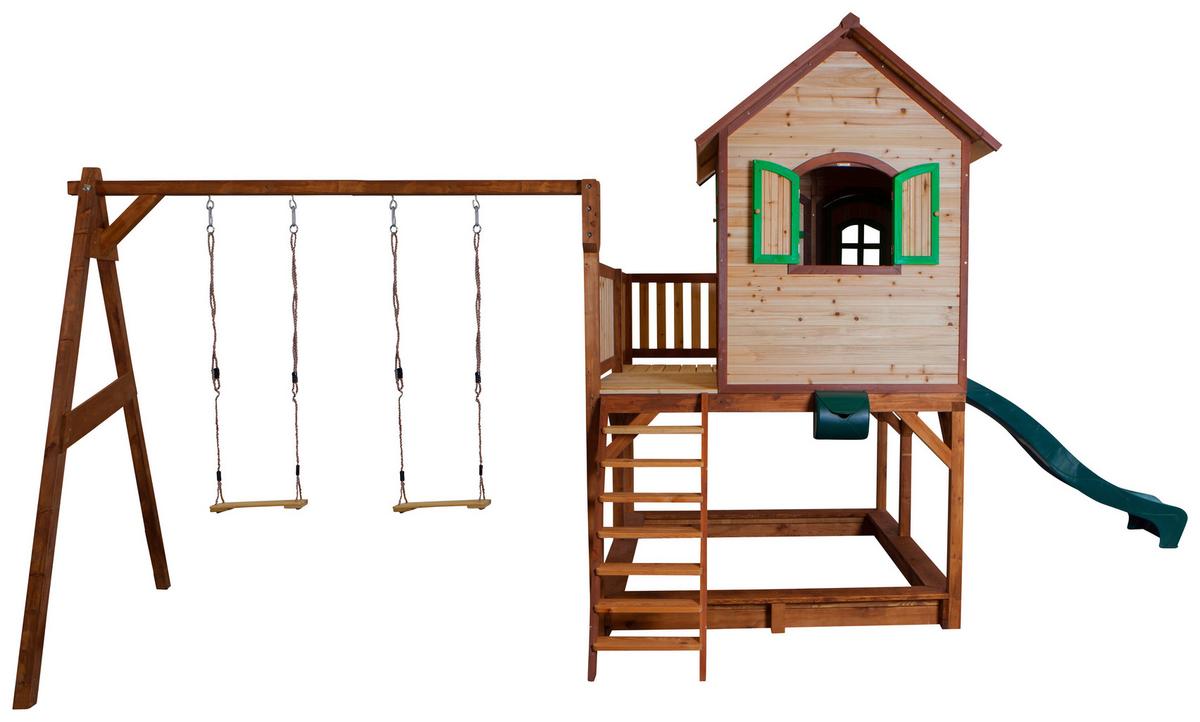 Spielhaus Axi Liam - Braun, Basics, Holz (588/305/270cm) - Ambia Garden