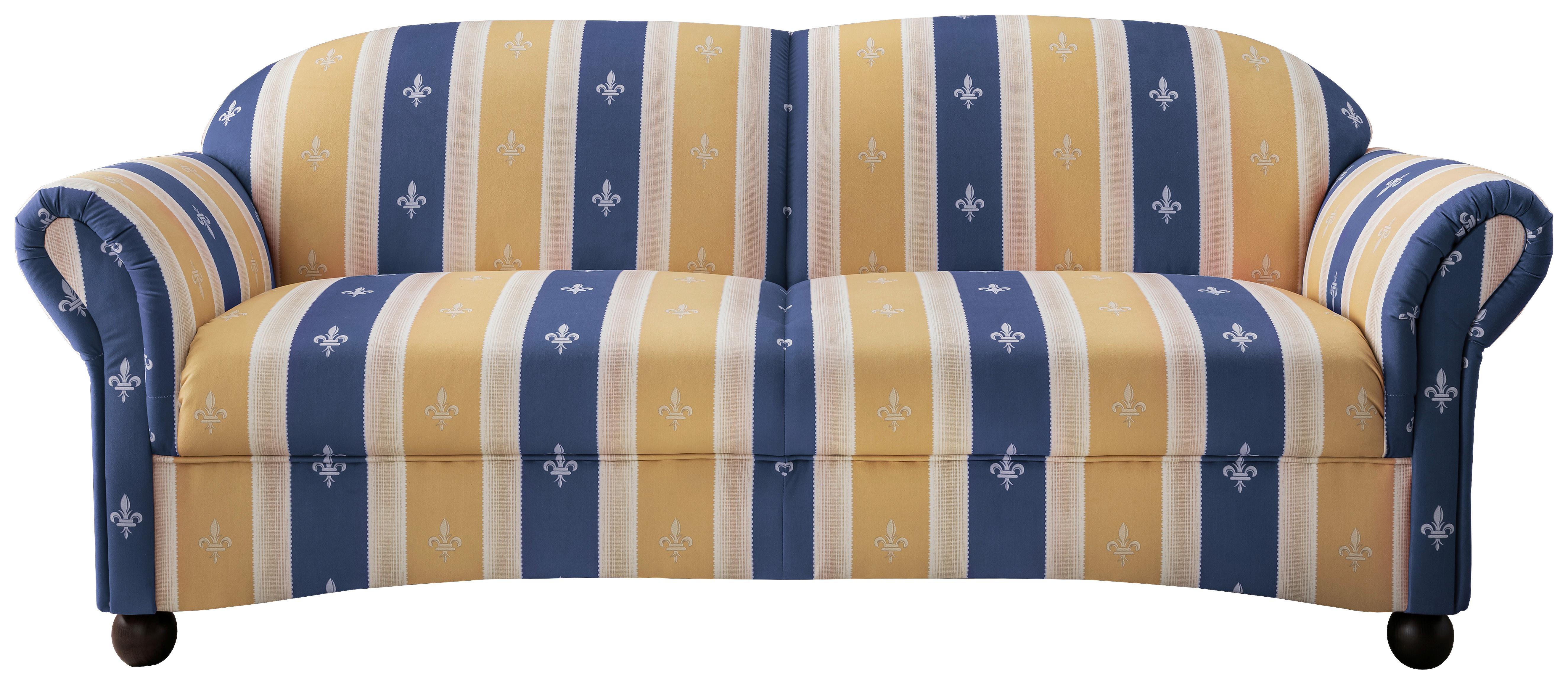 2,5-Sitzer-Sofa Torello Blau Mikrofaser - Blau/Wengefarben, KONVENTIONELL, Holz/Textil (198/84/80cm) - Livetastic