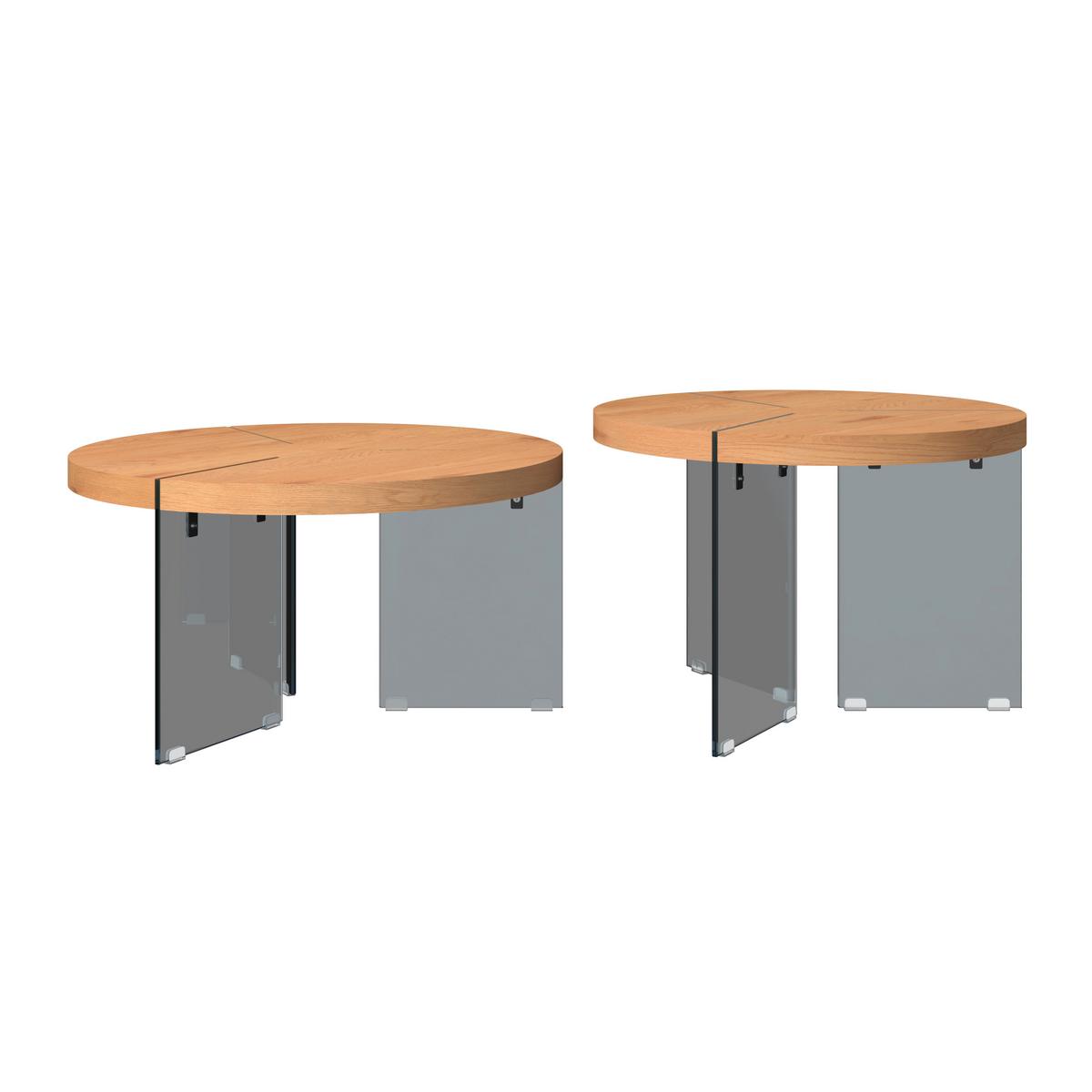 Couchtisch Moreno 2er Set Eichefarben/ Grau - Eichefarben/Dunkelgrau, MODERN, Glas/Holzwerkstoff (80/42,5cm) - Bessagi Home