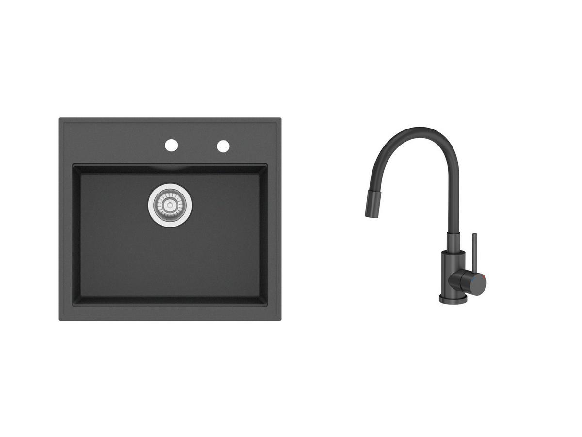 Set Sudopera I Slavine Porto - crna, Basics, kamen (56/51/21cm)