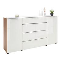 Sideboard Siena Weiß/Nussbaumfarben - Silberfarben/Nussbaumfarben, MODERN, Glas/Holzwerkstoff (180/99/40cm) - Mömax