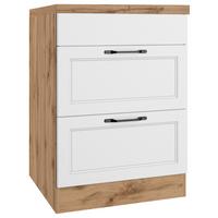 Kochfeldumbauschrank Meran ca. 60x86x60 cm Weiß/Eiche - Eiche Wotan/Schwarz, LIFESTYLE, Holzwerkstoff/Metall (60/86/60cm) - Held