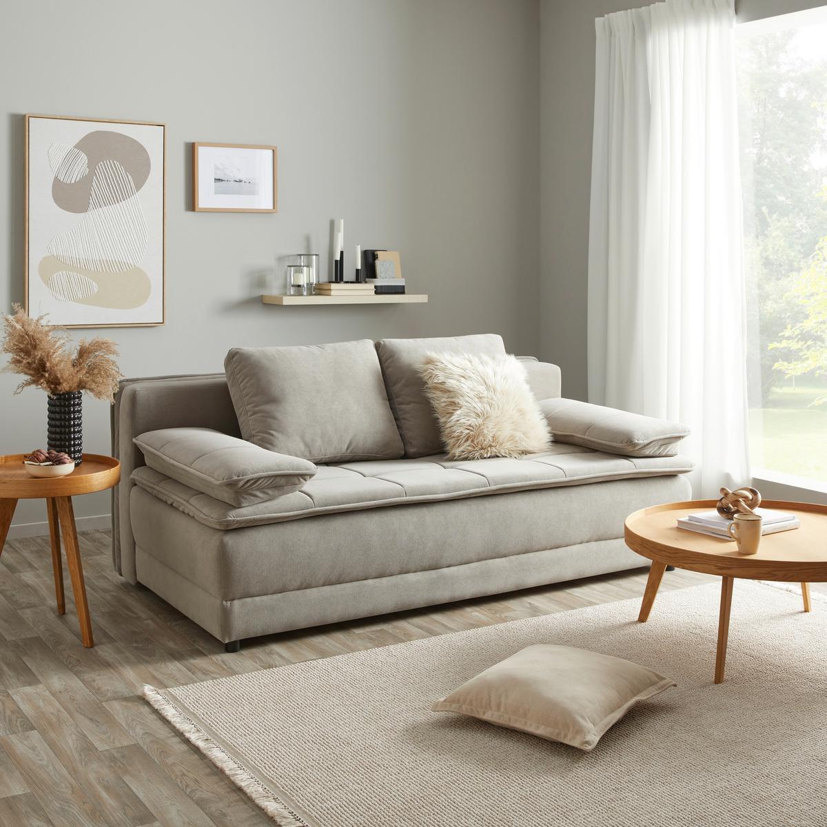Canapea extensibila ALICE - taupe, Modern, textil (202/73-92/105cm) - Modern Living