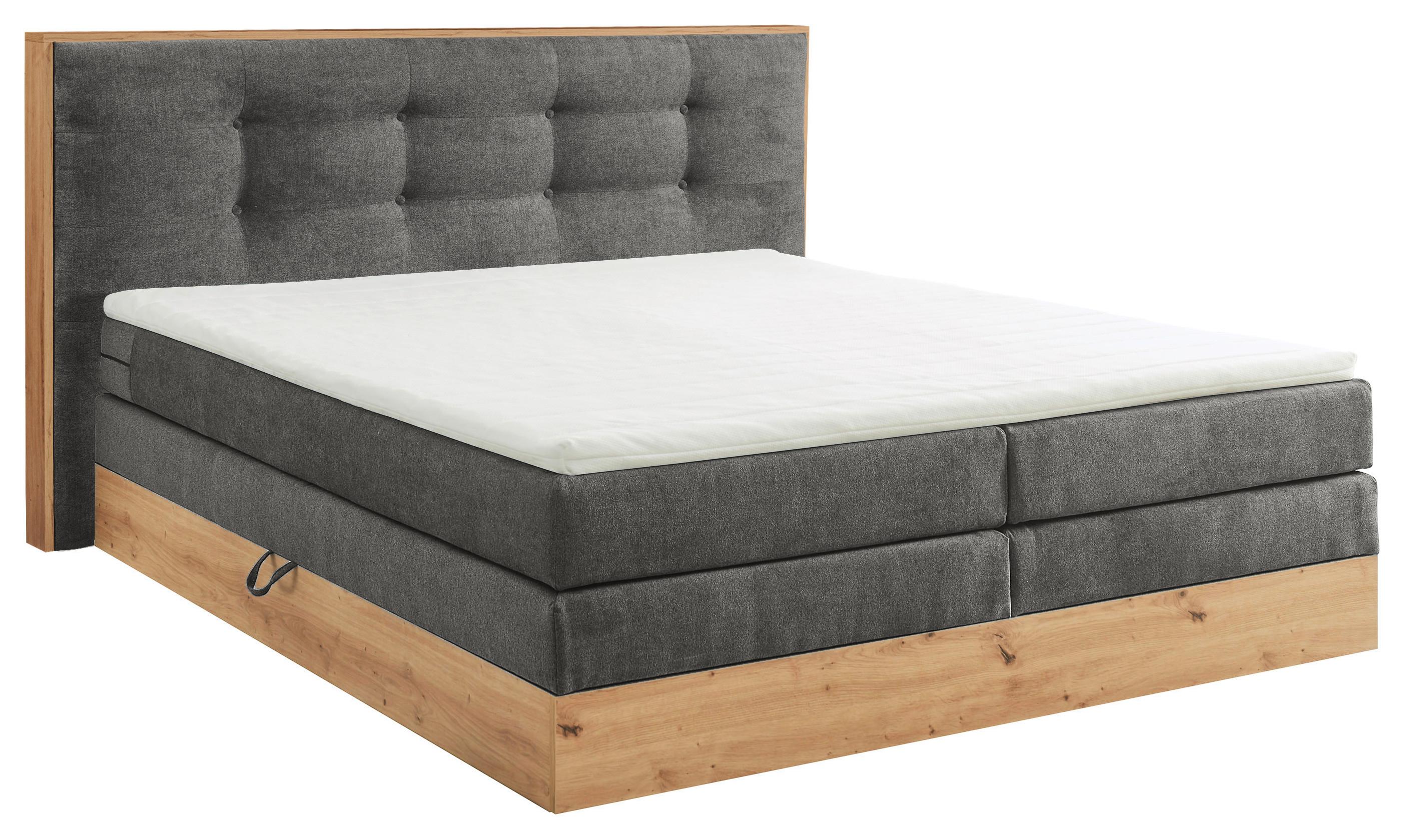 Boxspringbett Preston ca. 180x200 cm Anthrazit - Anthrazit, MODERN, Holz/Holzwerkstoff (180/200cm) - Livetastic