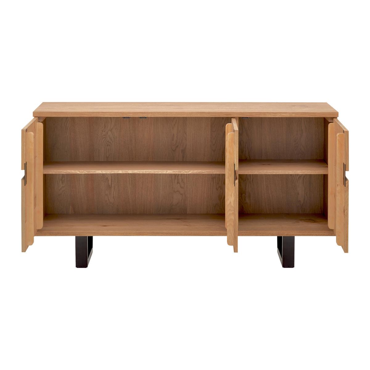 Sideboard Juno Eichenfarbe/ Schwarz Echtholz - Eichefarben/Schwarz, MODERN, Holz/Metall (150/78/47cm) - Bessagi Home