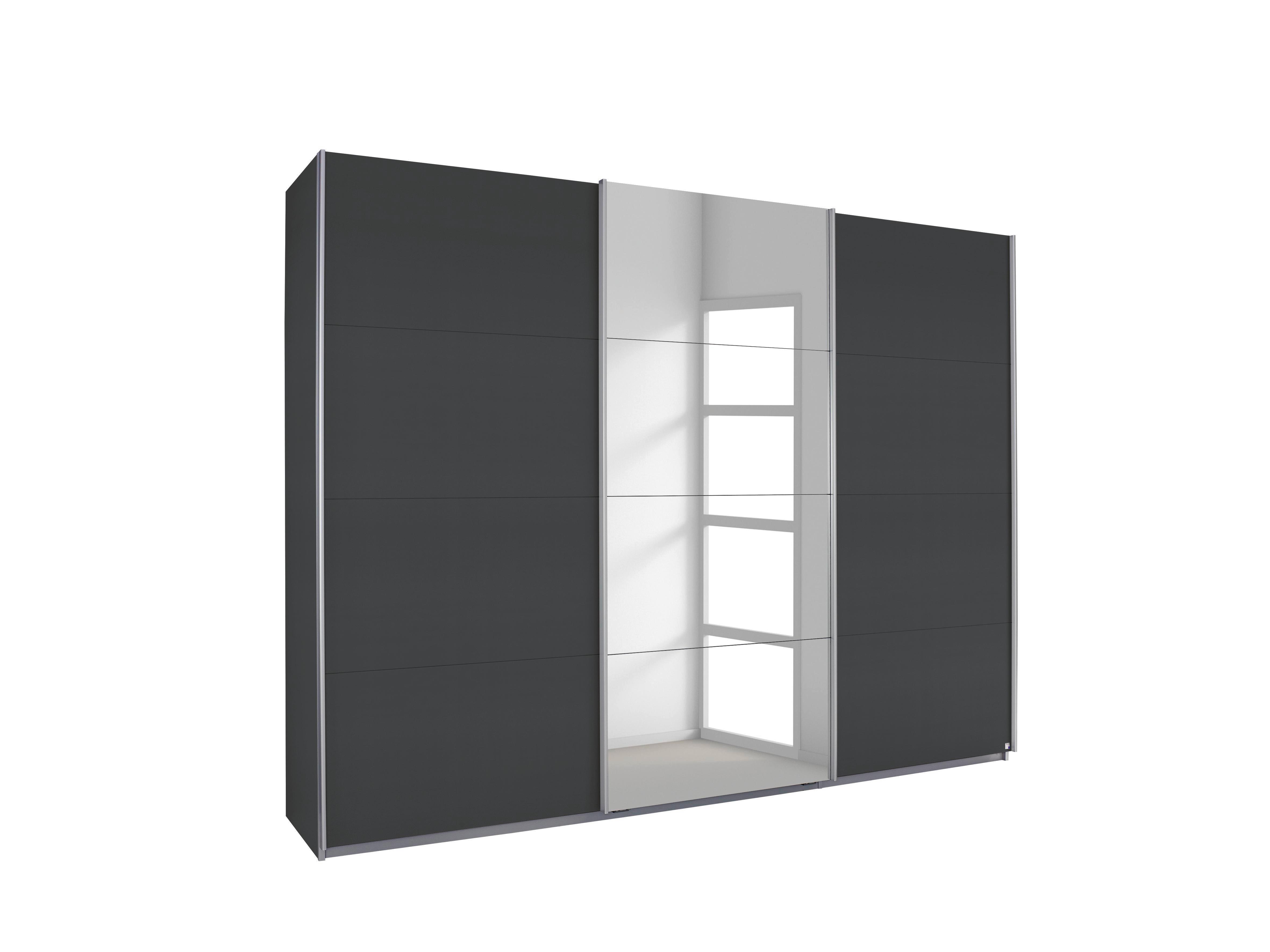 Schwebetürenschrank in Dunkelgrau ca. 271x210x62cm - Dunkelgrau/Alufarben, KONVENTIONELL, Glas/Holzwerkstoff (271/210/62cm) - Mömax