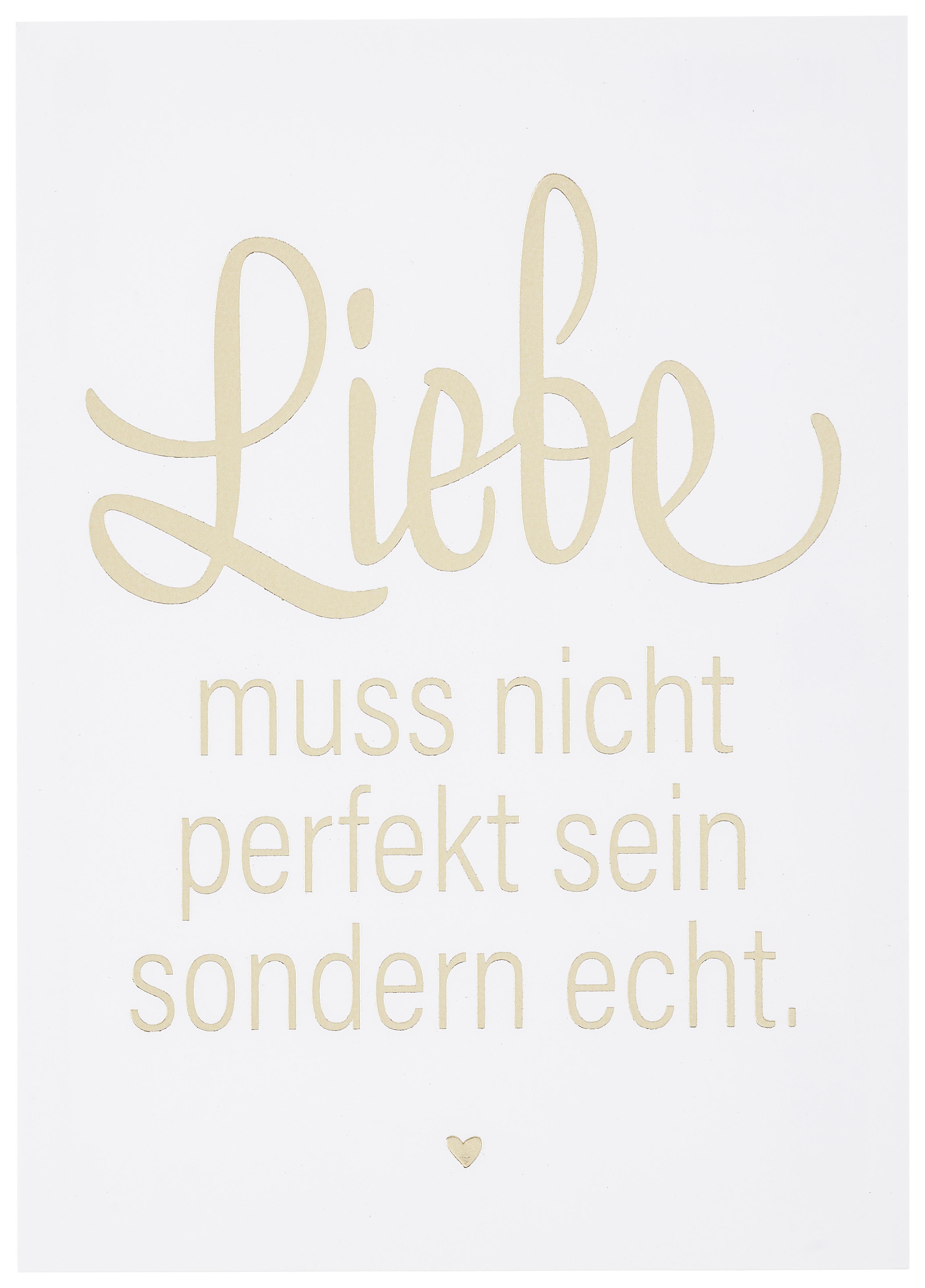 Postkarte Liebe muss nicht - Goldfarben/Weiß, MODERN, Papier (10,5/14,8cm)