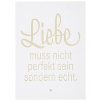 Postkarte Liebe muss nicht - Goldfarben/Weiß, MODERN, Papier (10,5/14,8cm)