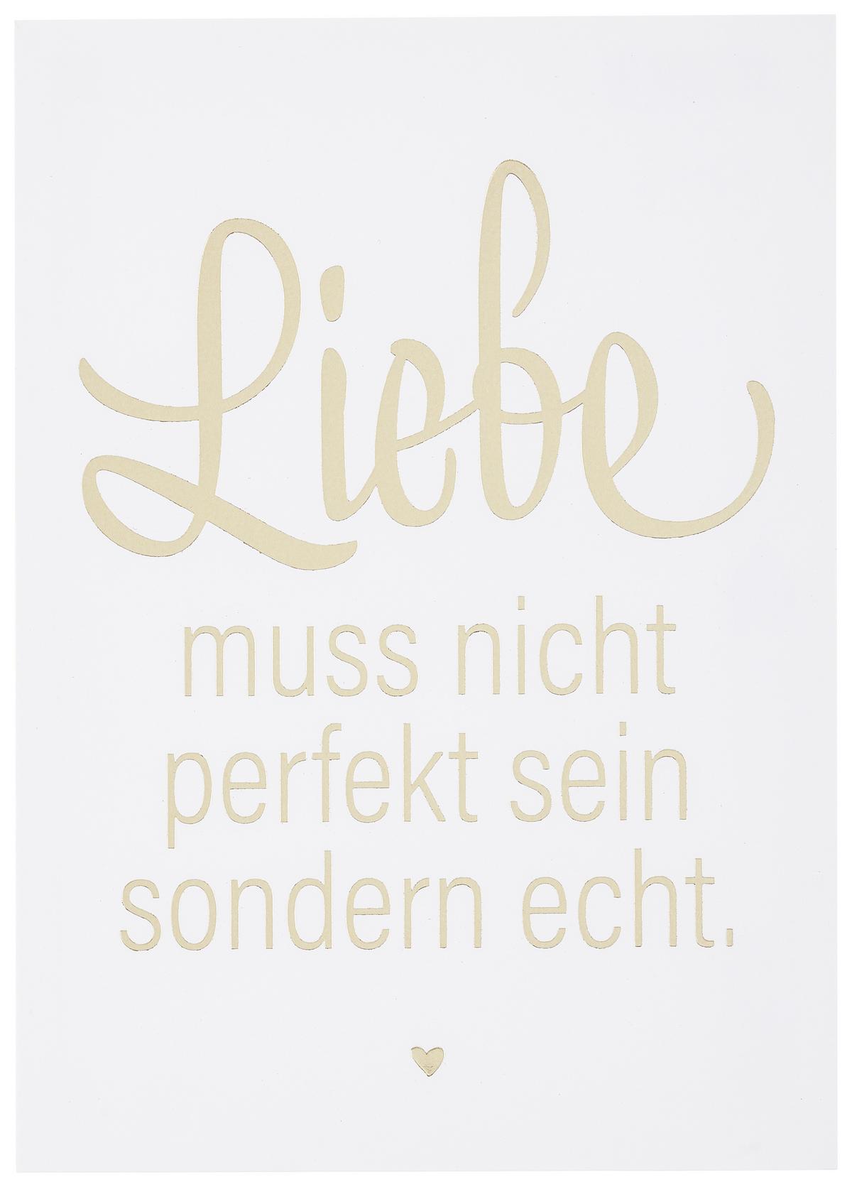 Postkarte Liebe muss nicht - Goldfarben/Weiß, MODERN, Papier (10,5/14,8cm)