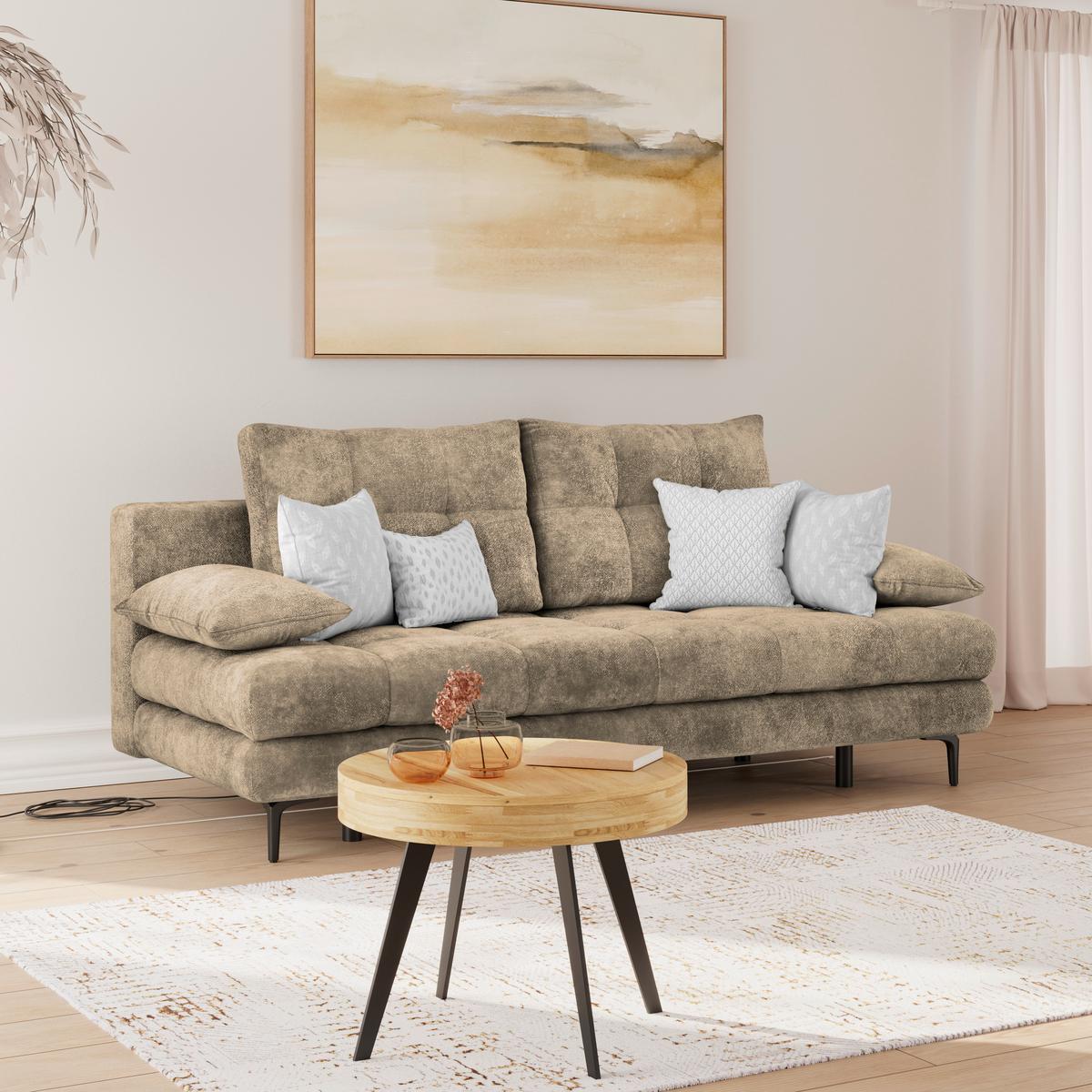 Trosjed Perla - svijetlo smeđa/crna, Konvencionalno, tekstil/metal (203/94/96cm)