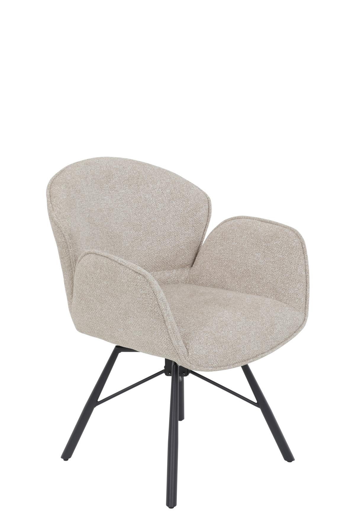 ARMLEHNSTUHL-SET BRISTOL S 2ER-SET - Beige/Schwarz, MODERN, Textil/Metall (62/83/66cm) - MID.YOU