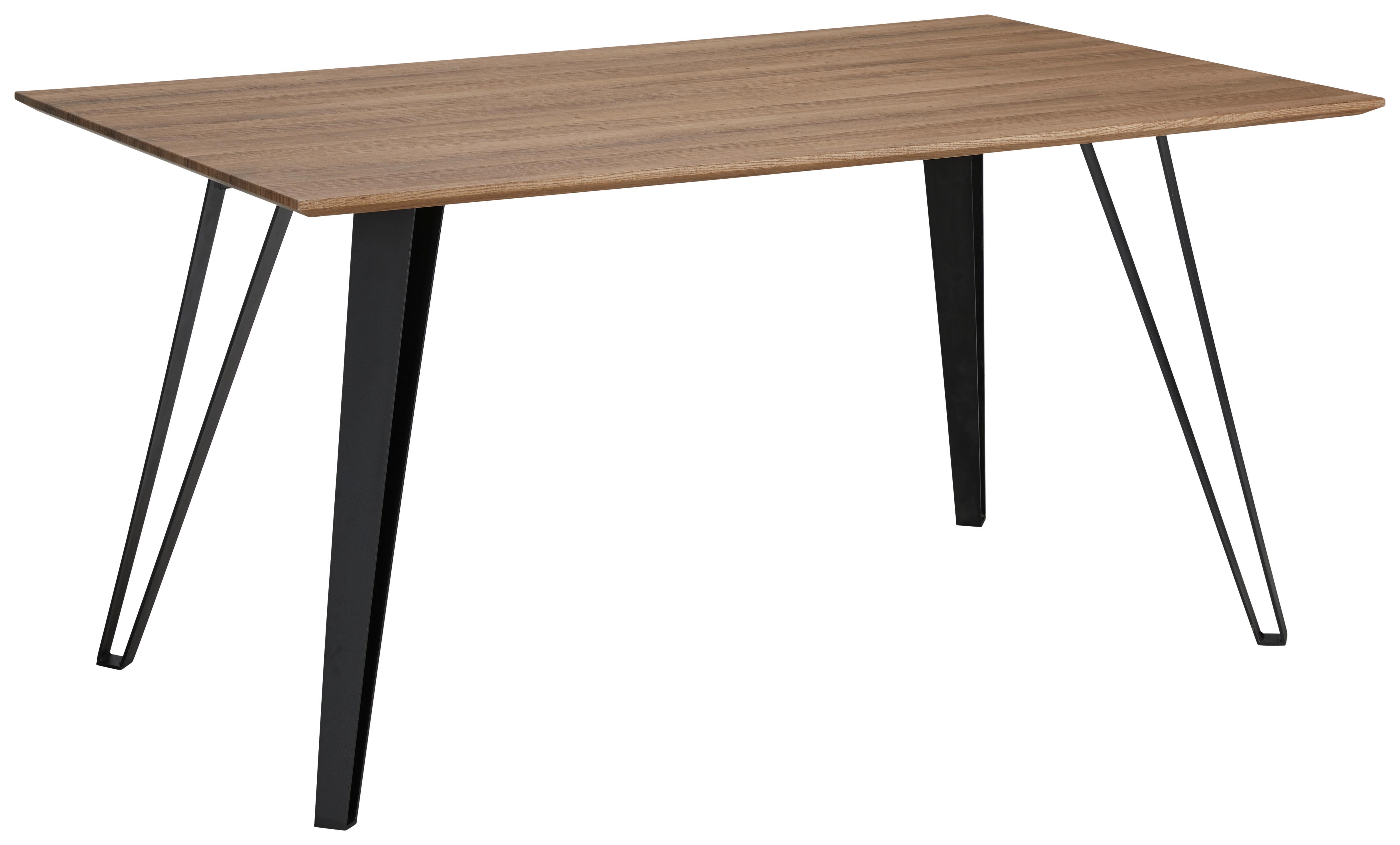 Esstisch in Teakfarben Gino ca.160x90cm - Schwarz/Teakfarben, Modern, Holz/Metall (160/90/76cm) - Bessagi Home