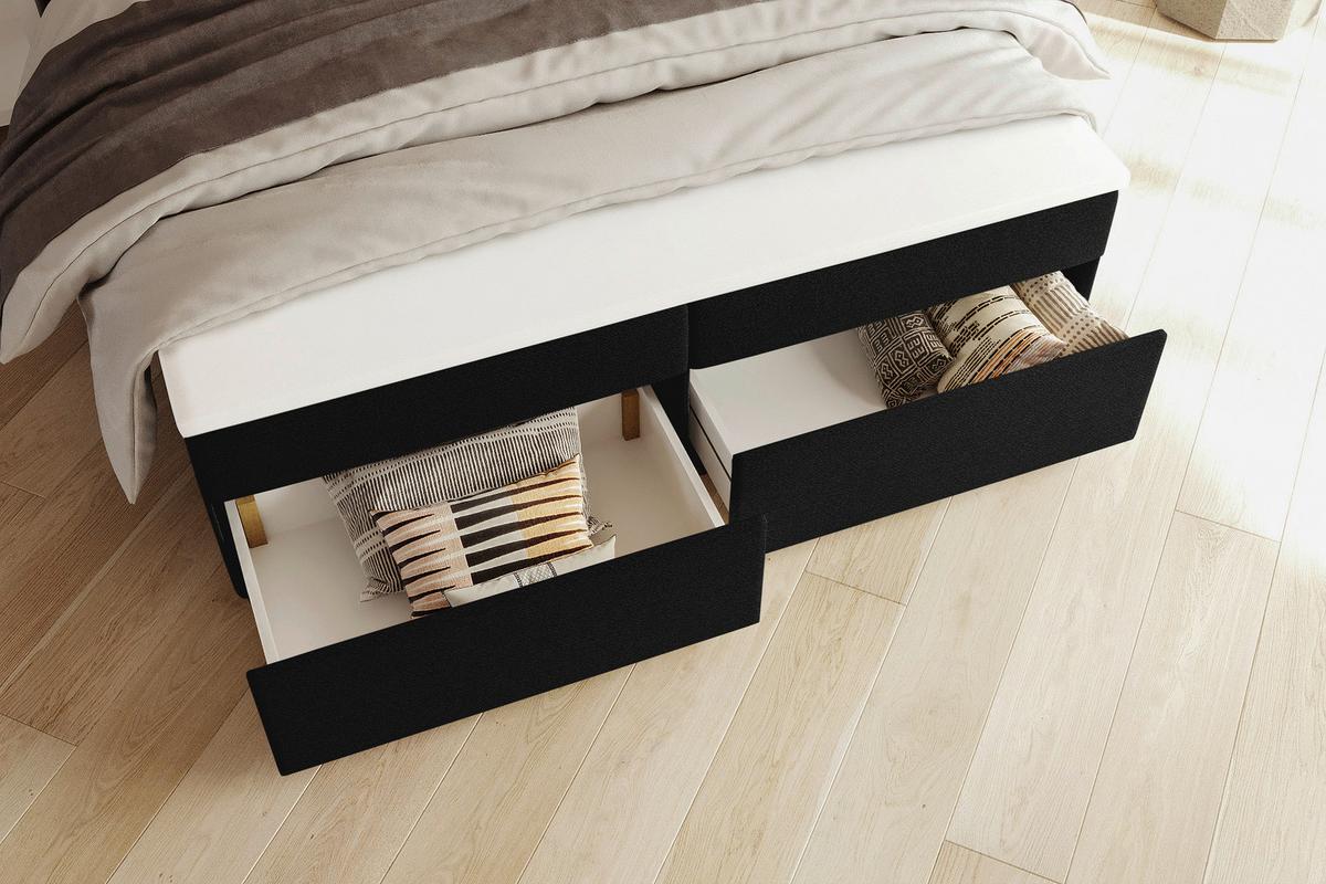 Boxbett Odin Schwarz ca. 140x200cm - Schwarz, KONVENTIONELL, Kunststoff/Textil (140/200cm) - Based