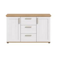 Široka Komoda Verona, Bela, Barva Macesna - srebrne barve/črna, Design, umetna masa/leseni material (129/80/40cm) - Livetastic