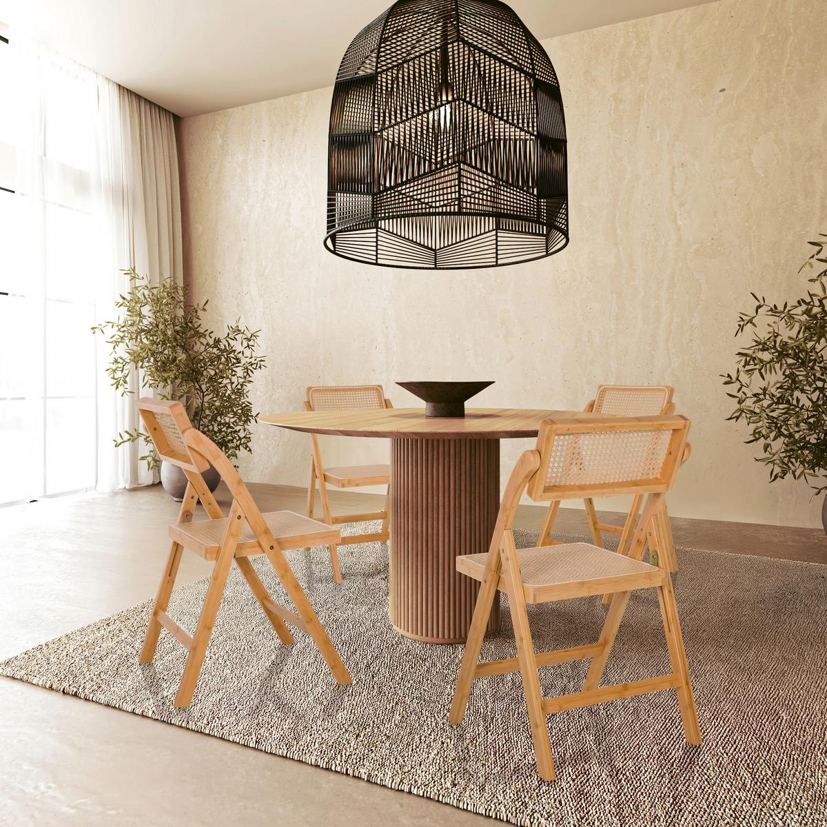 Zložljiv Stol Tudela Bamboo, Rjava - rjava, Moderno, les (45,5/83,5/45cm) - Gardenson