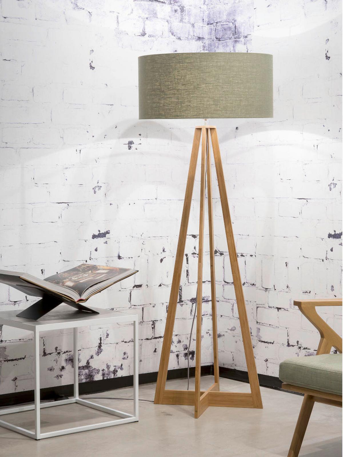 Stoječa Svetilka Everest, Zelena, Bambus - zelena/naravne barve, Trend (60/158cm) - Good & Mojo