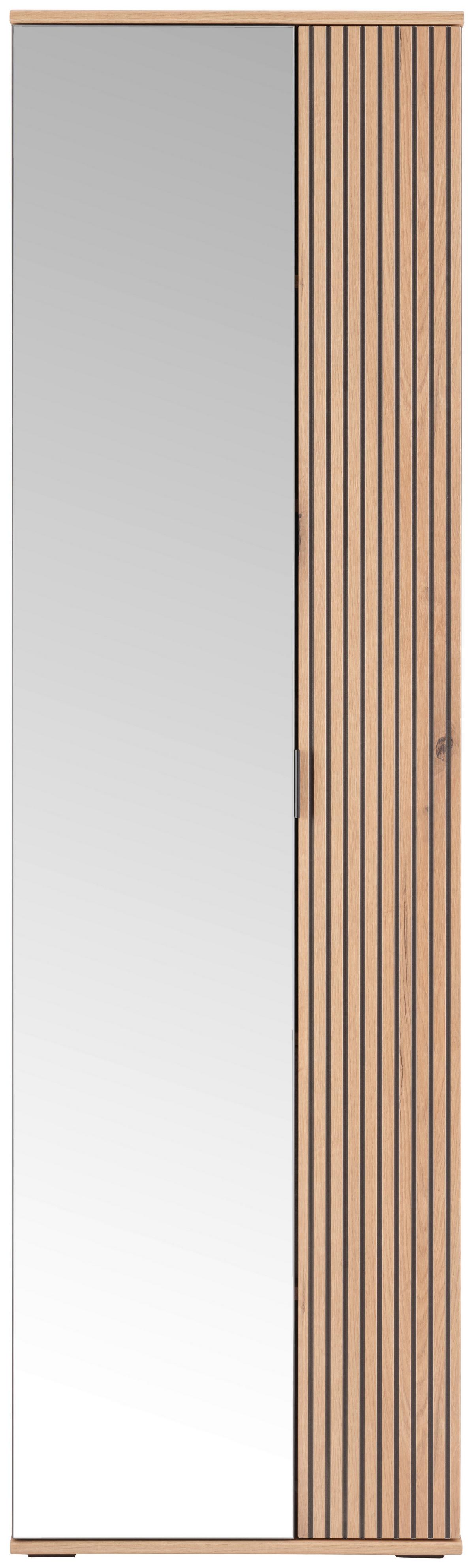 Dulap pentru hol CLEVER - culoare lemn stejar/antracit, Modern, sticlă/material pe bază de lemn (55,5/193/38cm) - Modern Living