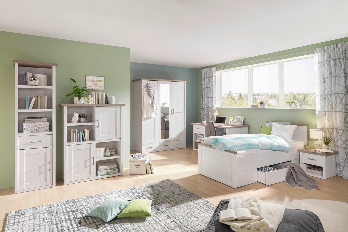 SZAFKA NOCNA LUCA - kolor dębu truflowego/biały, Lifestyle, materiał drewnopochodny/metal (51/46/43cm) - Carryhome