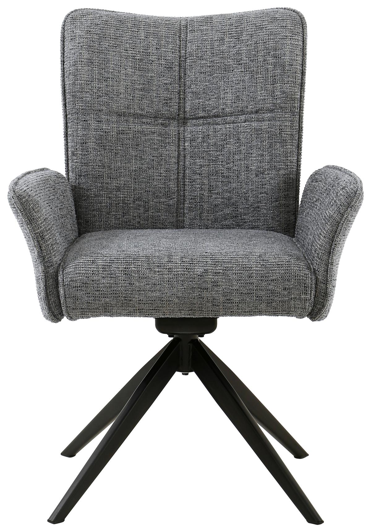 KRZESŁO Z PODŁOKIETNIKAMI OLAF  -EXKLUSIV- - czarny/szary, Design, metal/tkanina (66/90,5/66cm) - Carryhome