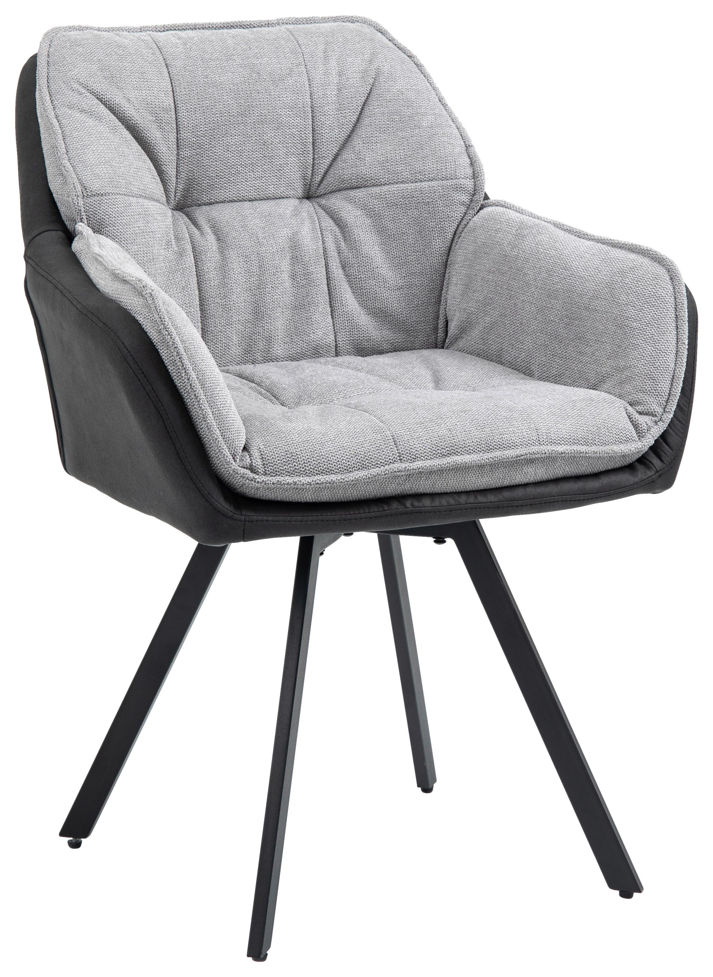 KRZESŁO Z PODŁOKIETNIKAMI LUKAS - antracytowy/czarny, Design, metal/tkanina (61/89/62cm) - Novel