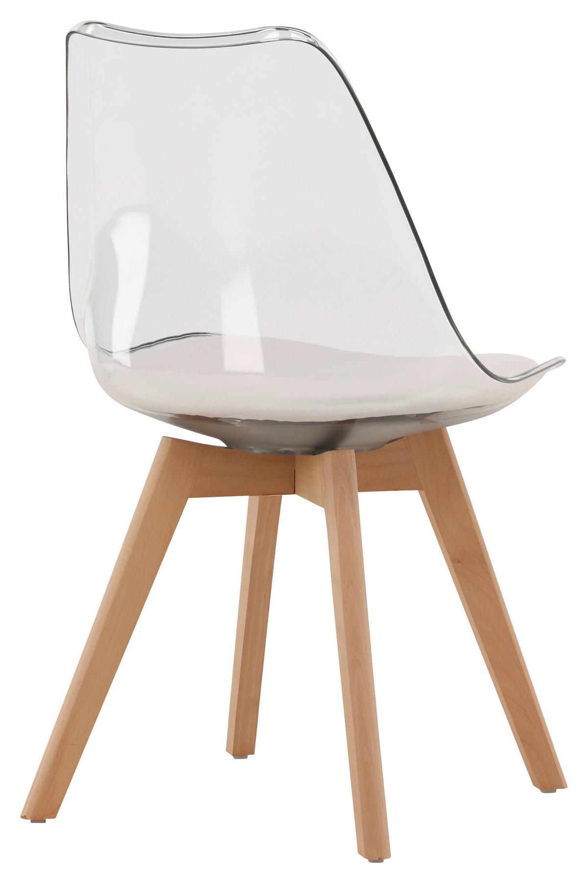STUHL-SET EDVIN - Birkefarben/Weiß, Design, Holz/Textil (49/85/50cm) - Livetastic