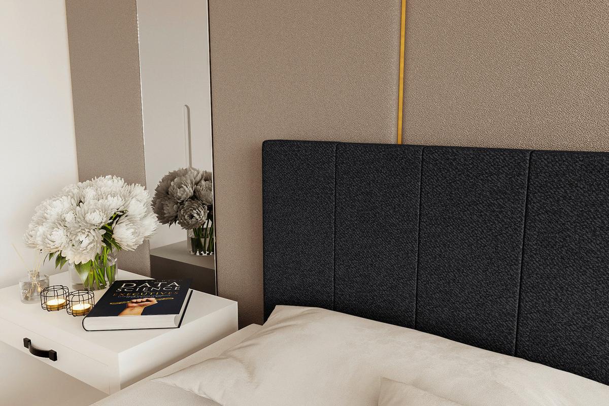 Boxbett Odin Schwarz max. 90x200cm - Schwarz, KONVENTIONELL, Kunststoff/Textil (90/200cm) - Based