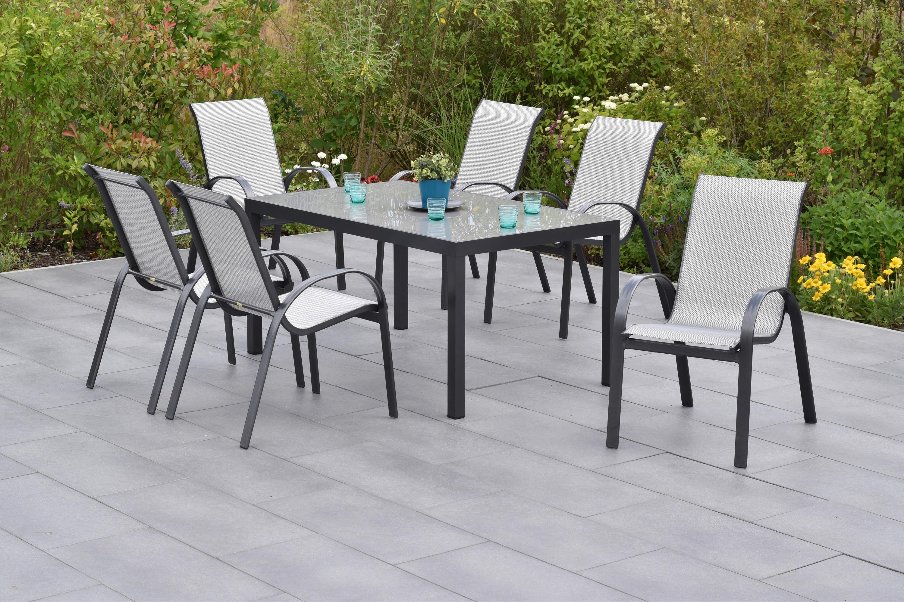 Vrtni Set Amalfi, 7-Delni, Aluminij - srebrne barve, Moderno, kovina/tekstil - Gardenson