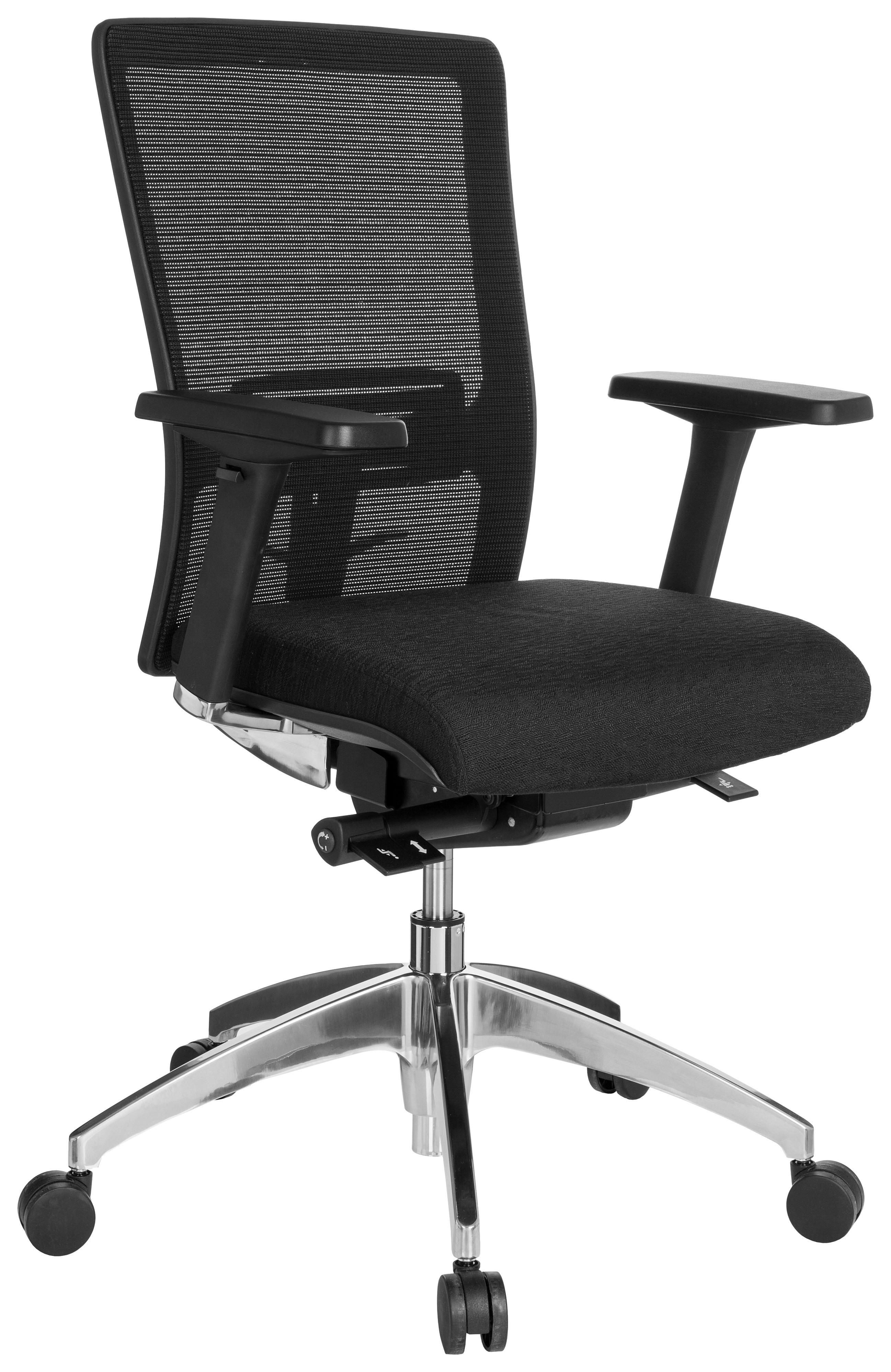 Drehstuhl Astra Base Schwarz ca. 57x113x52cm - Schwarz/Alufarben, MODERN, Kunststoff/Textil (57/113/52cm) - MID.YOU