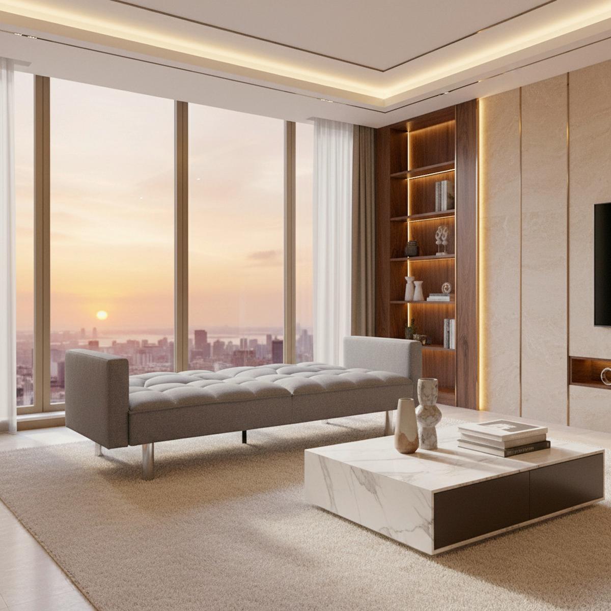 SCHLAFSOFA in grau inkl. 2 Kissen "David" - Chromfarben/Grau, Modern, Holz/Textil (196/83/89cm) - Bessagi Home