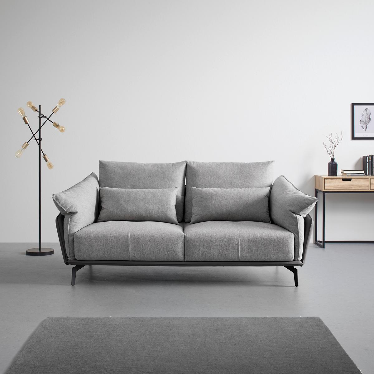 Sofa Elicia Grau Webstoff - Dunkelgrau/Hellgrau, MODERN, Holz/Textil (205/88/92cm) - Bessagi Home