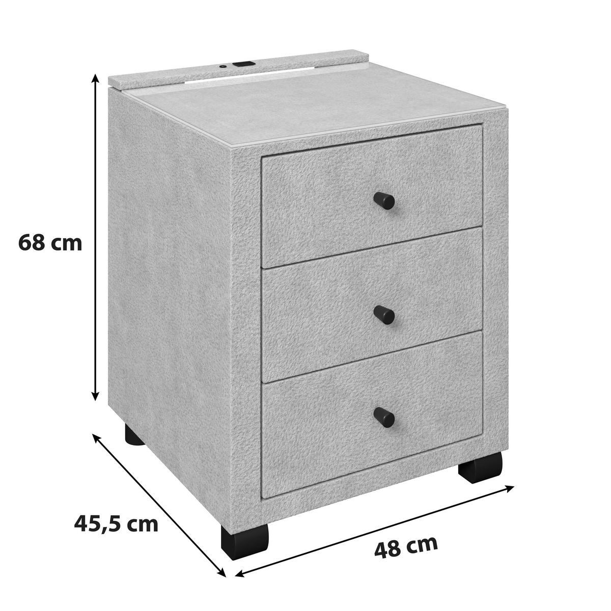 Nočna Omarica Elysia, Svetlo Siva - svetlo siva, Trend, kovina/umetna masa (48/68/45,5cm) - Premium Living