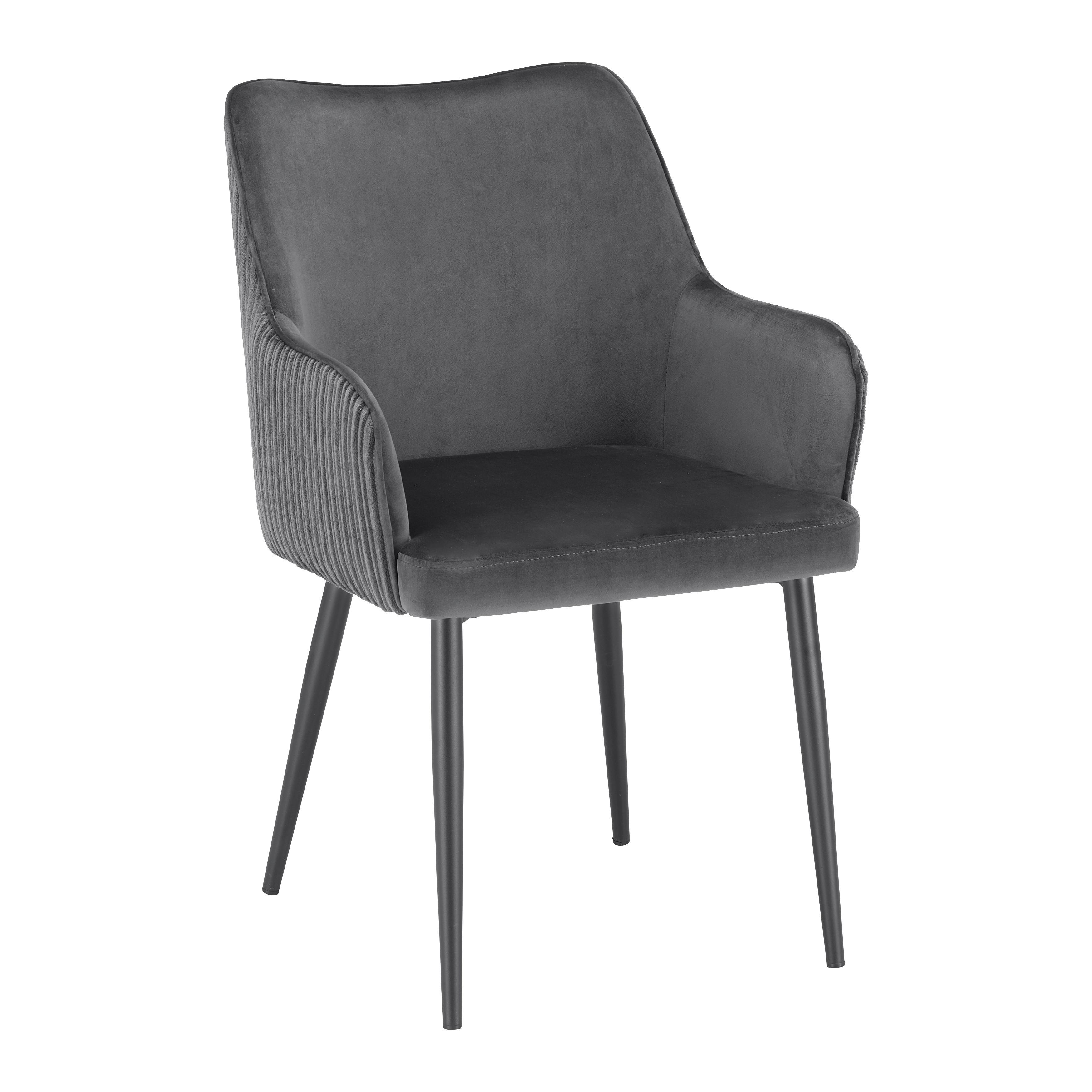 Naslanjač Caria, Temno Siva, Žamet - temno siva/črna, Moderno, kovina/tekstil (57/89/60cm) - Bessagi Home