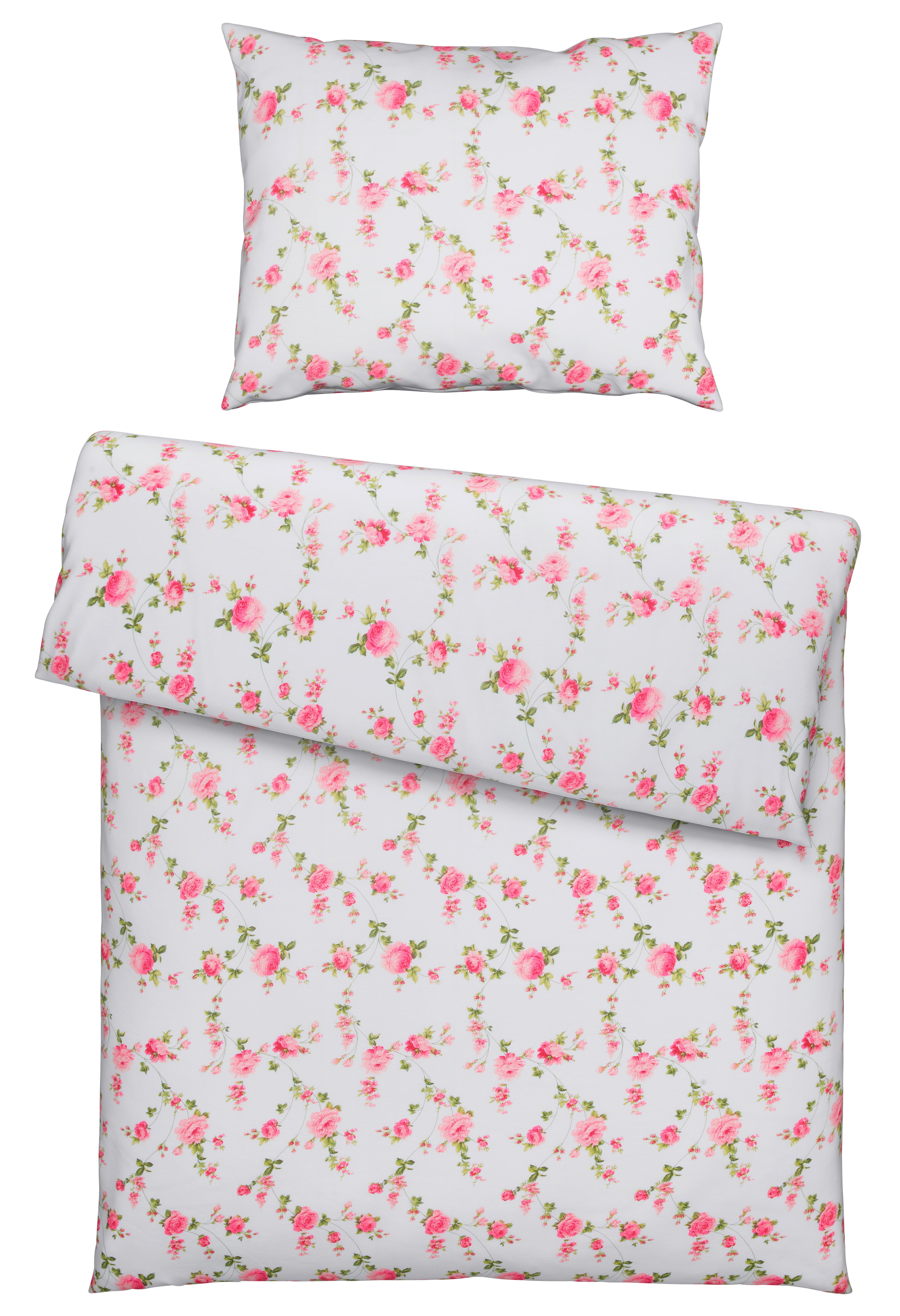 Bettwäsche Flora in Weiß ca. 140x200cm - Weiß, ROMANTIK / LANDHAUS, Textil (140/200cm) - Modern Living