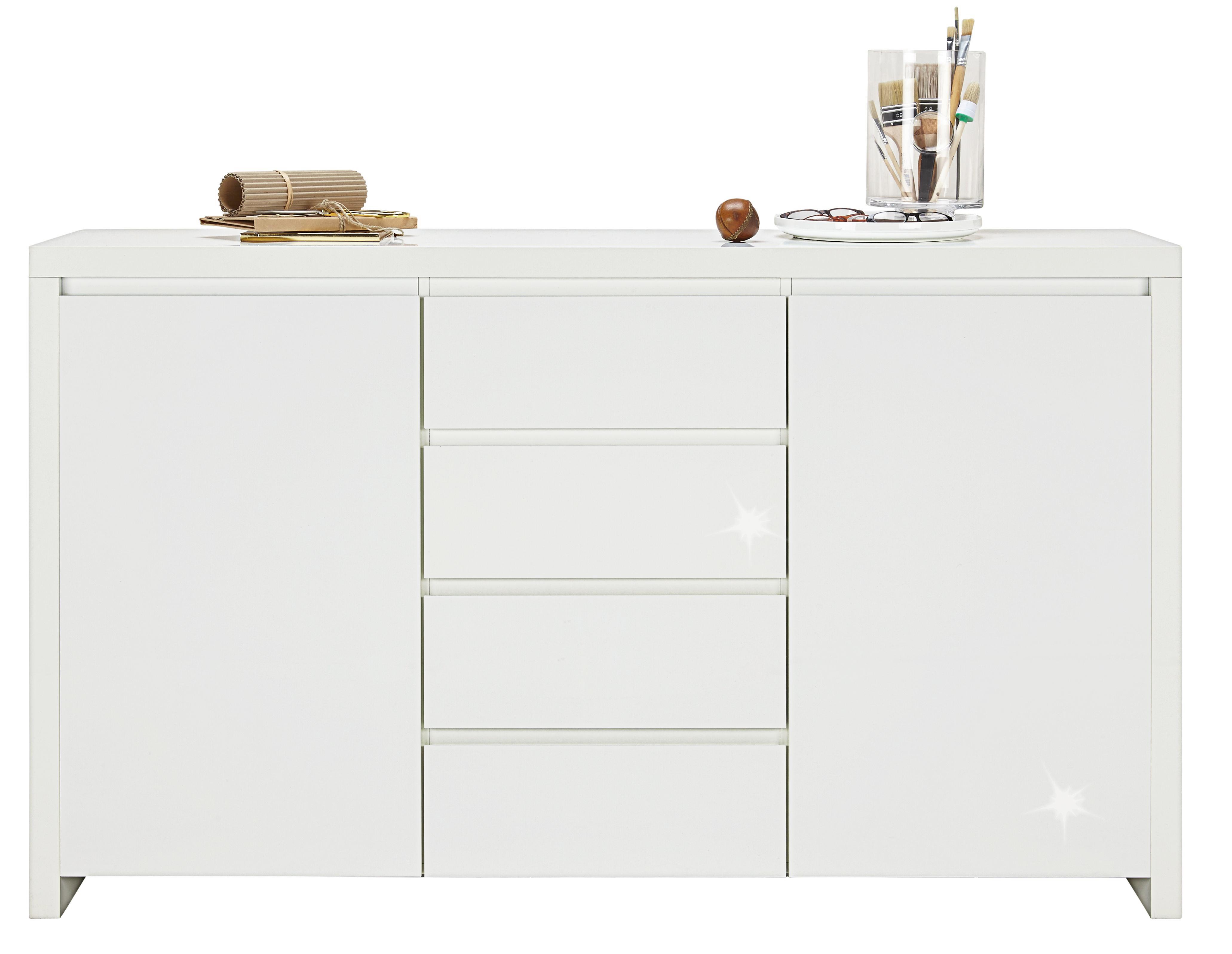 Sideboard in Weiß Hochglanz - Weiß, MODERN, Holzwerkstoff (164/96,4/40cm) - Mömax modern living
