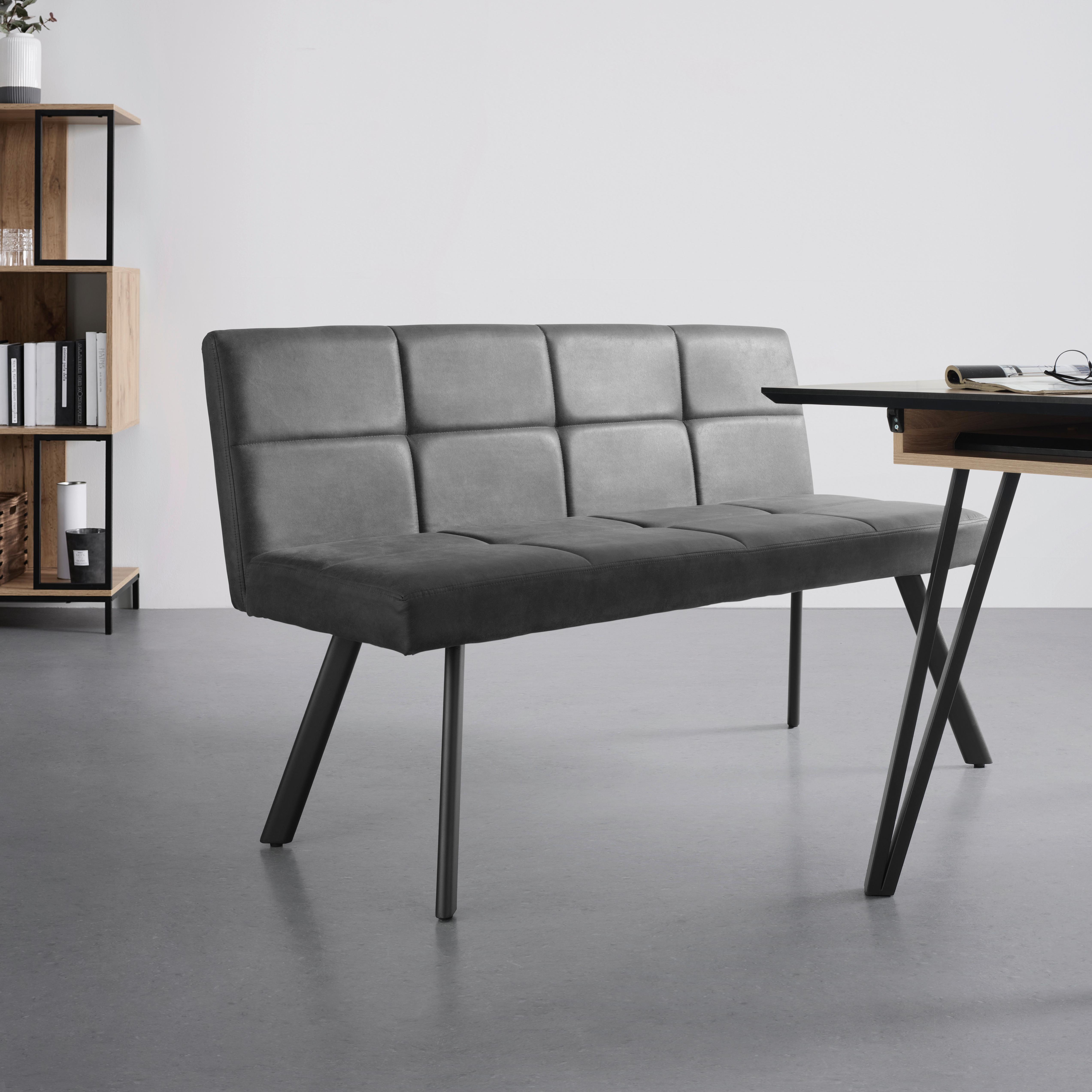 BANC COOPER - gris/noir, MODERN, métal/textile (140/85/60cm) - Mömax