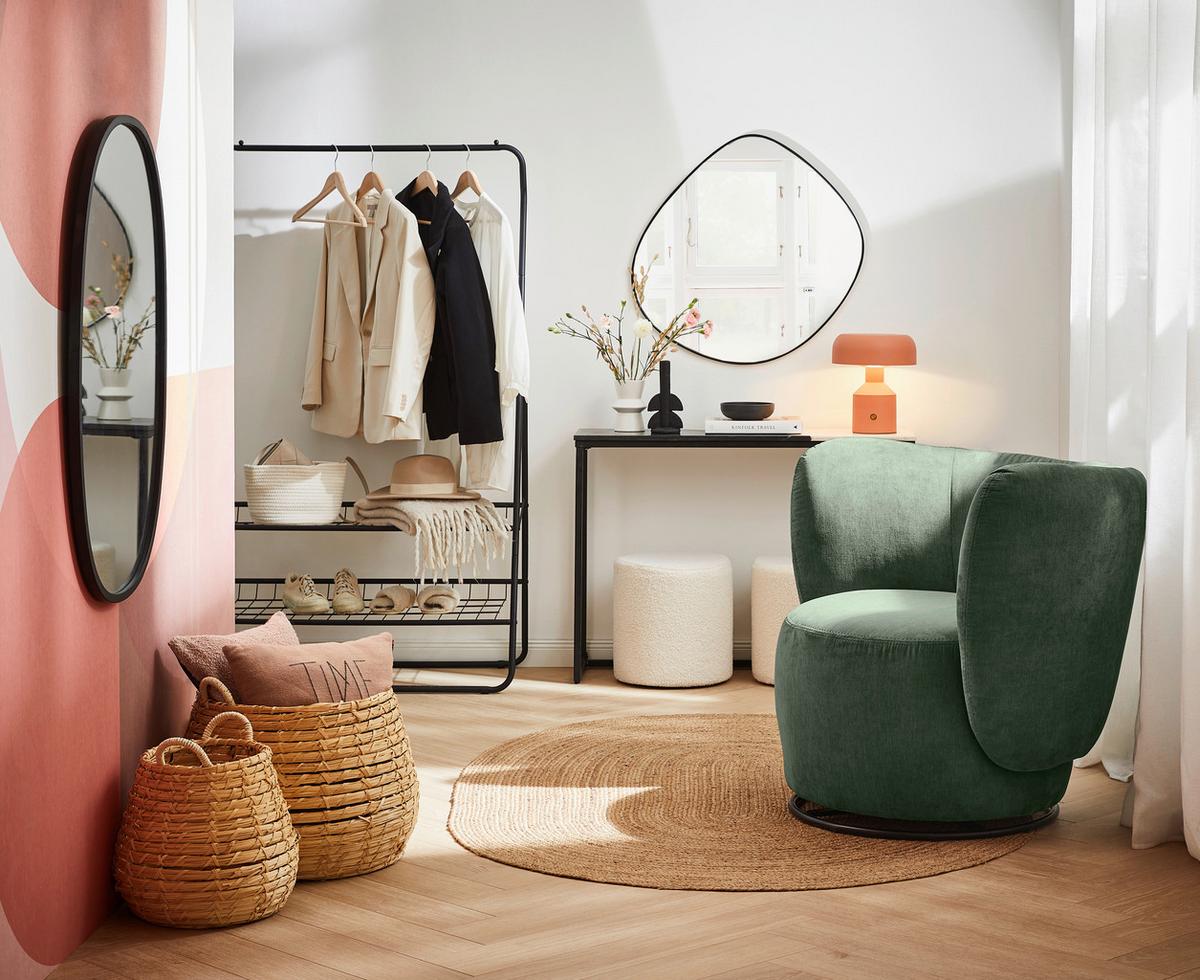 Cocktailsessel Boli Dunkelgrün - Dunkelgrün/Schwarz, Design, Textil/Metall (92/80/84cm) - Livetastic