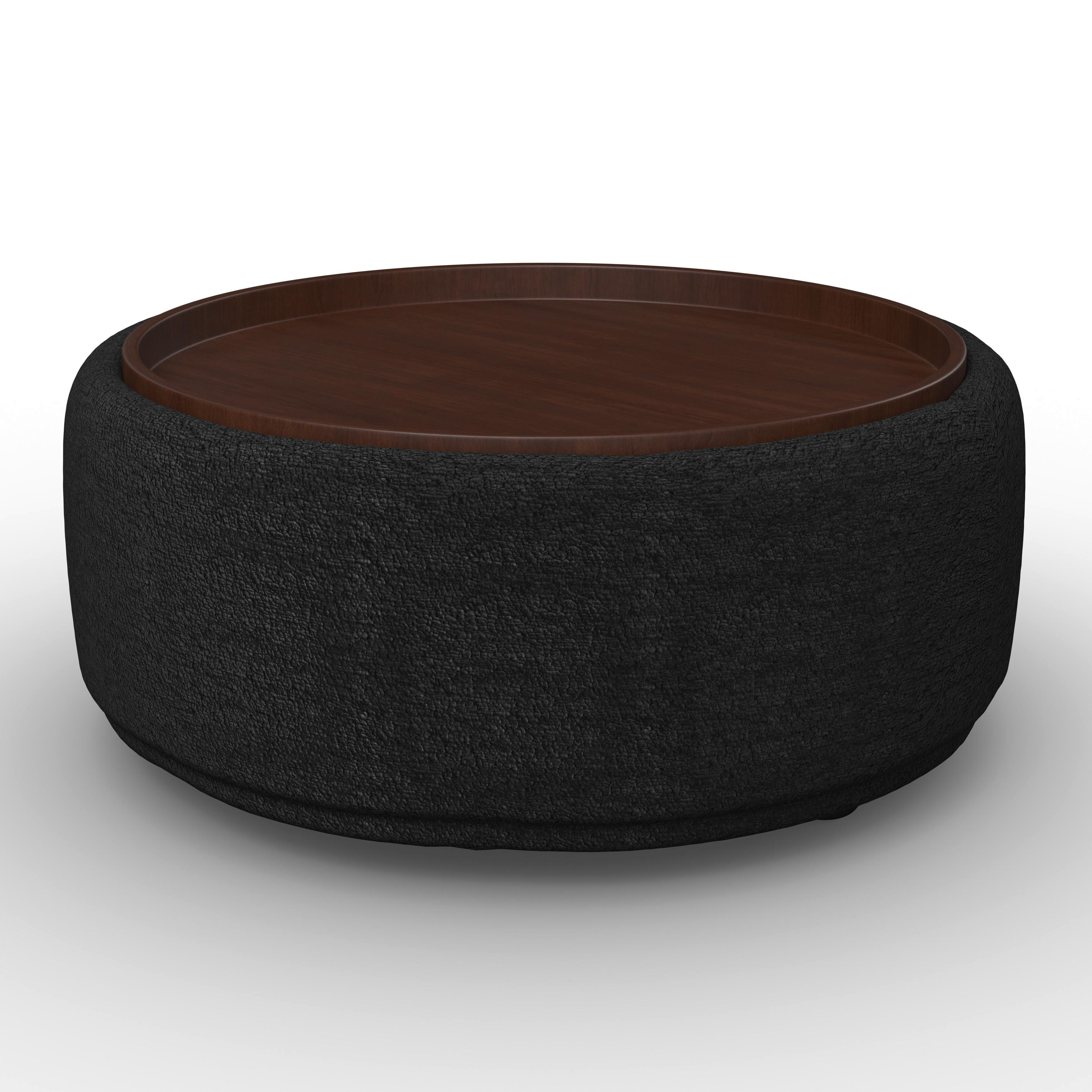 Couchtisch Kira Chenille Schwarz/Walnuss - Schwarz, MODERN, Holz/Textil (86/86/43cm) - Bessagi Home