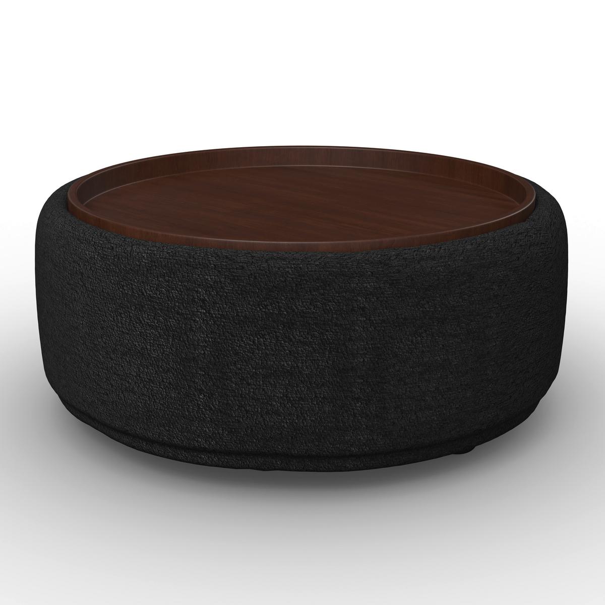 Couchtisch Kira Chenille Schwarz/Walnuss - Schwarz, MODERN, Holz/Textil (86/86/43cm) - Bessagi Home