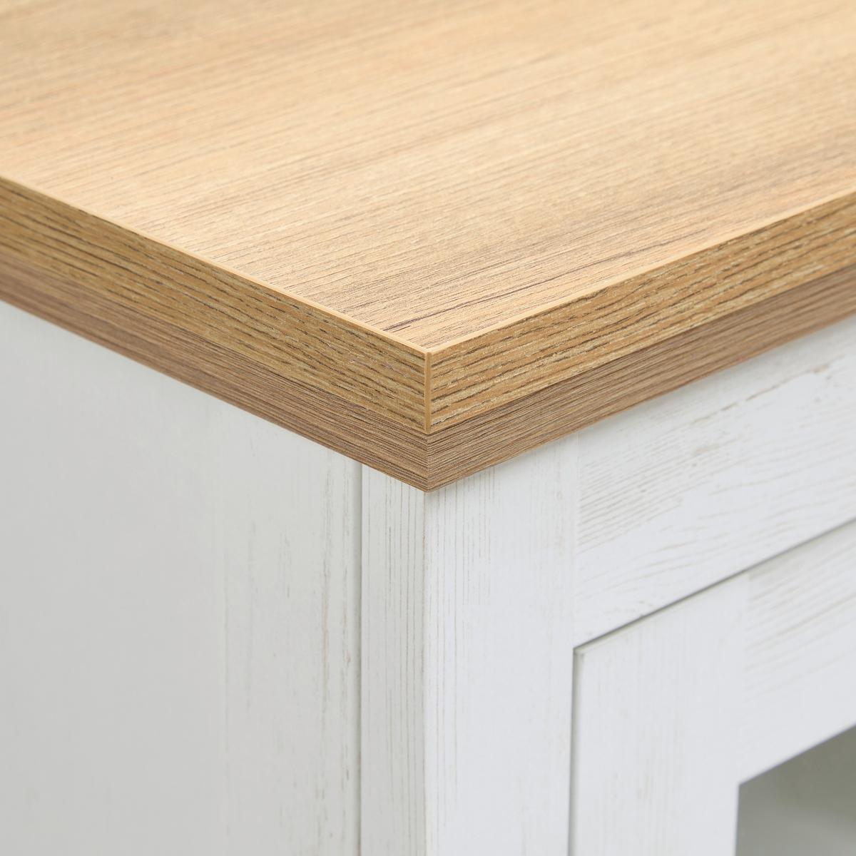 Vitrine Korsika Eichefarben/Weiß - Eichefarben/Schwarz, ROMANTIK / LANDHAUS, Glas/Holzwerkstoff (90/195/43cm) - Mömax