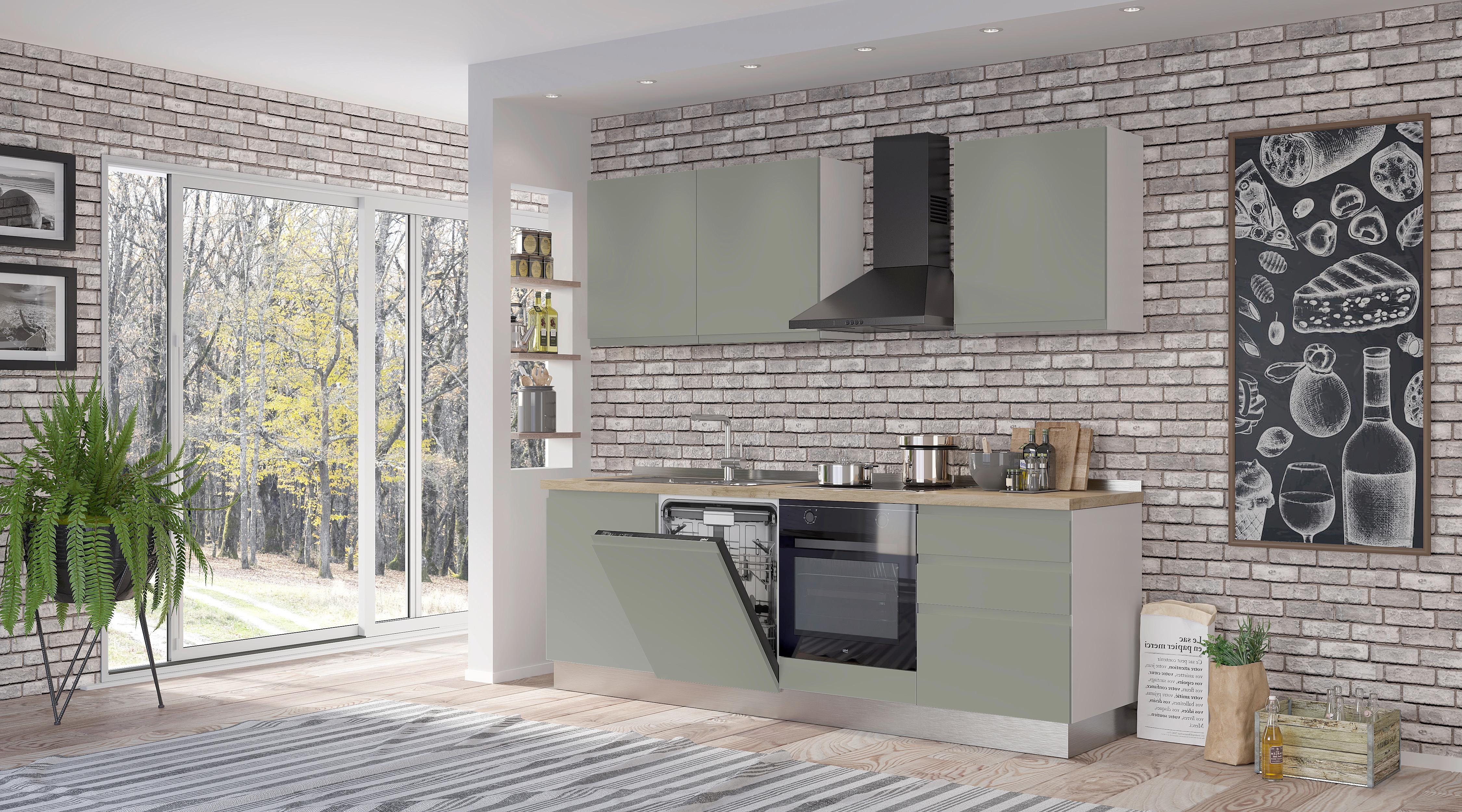 Blok Kuhinja S Aparatima Gilda Gola - bijela/zelena, Moderno, drvni materijal/drvo (240/216/60cm) - Modern Living