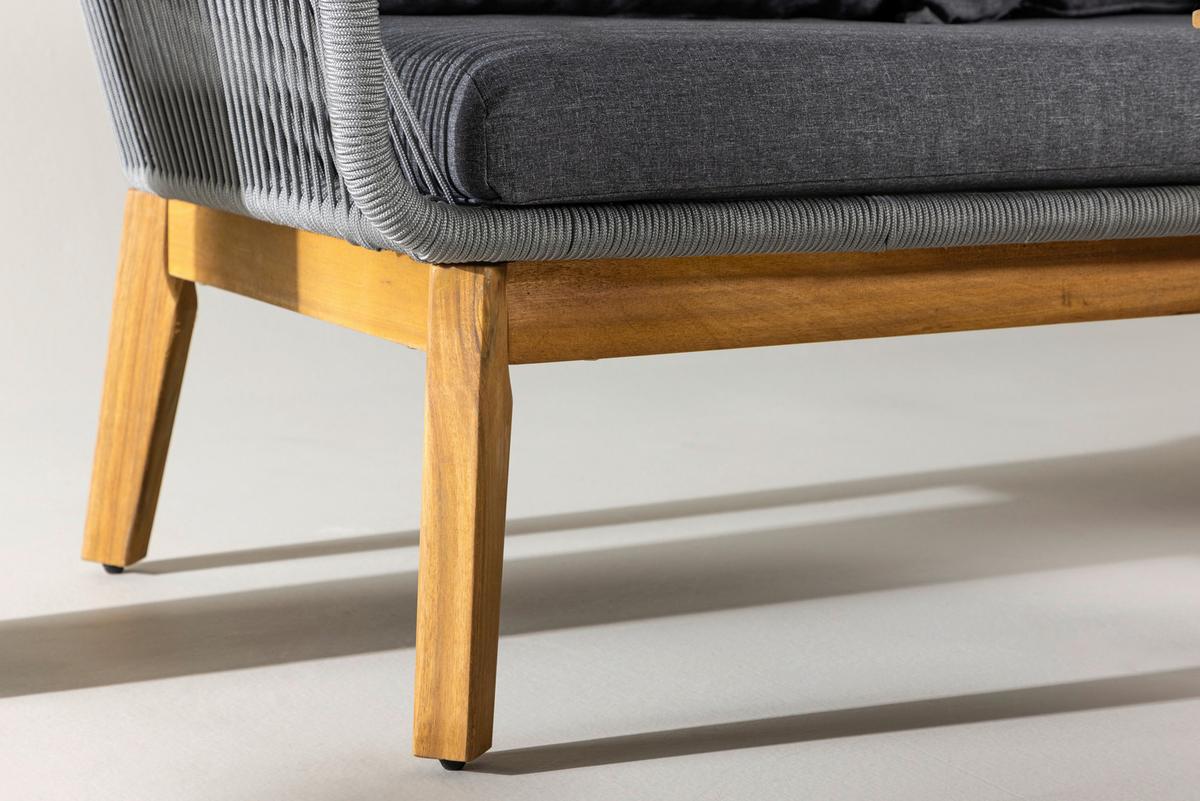 Loungegarnitur Chania ca. 210x160 Dunkelgrau - Dunkelgrau/Grau, KONVENTIONELL, Holz/Kunststoff (210/160cm) - Gardenson