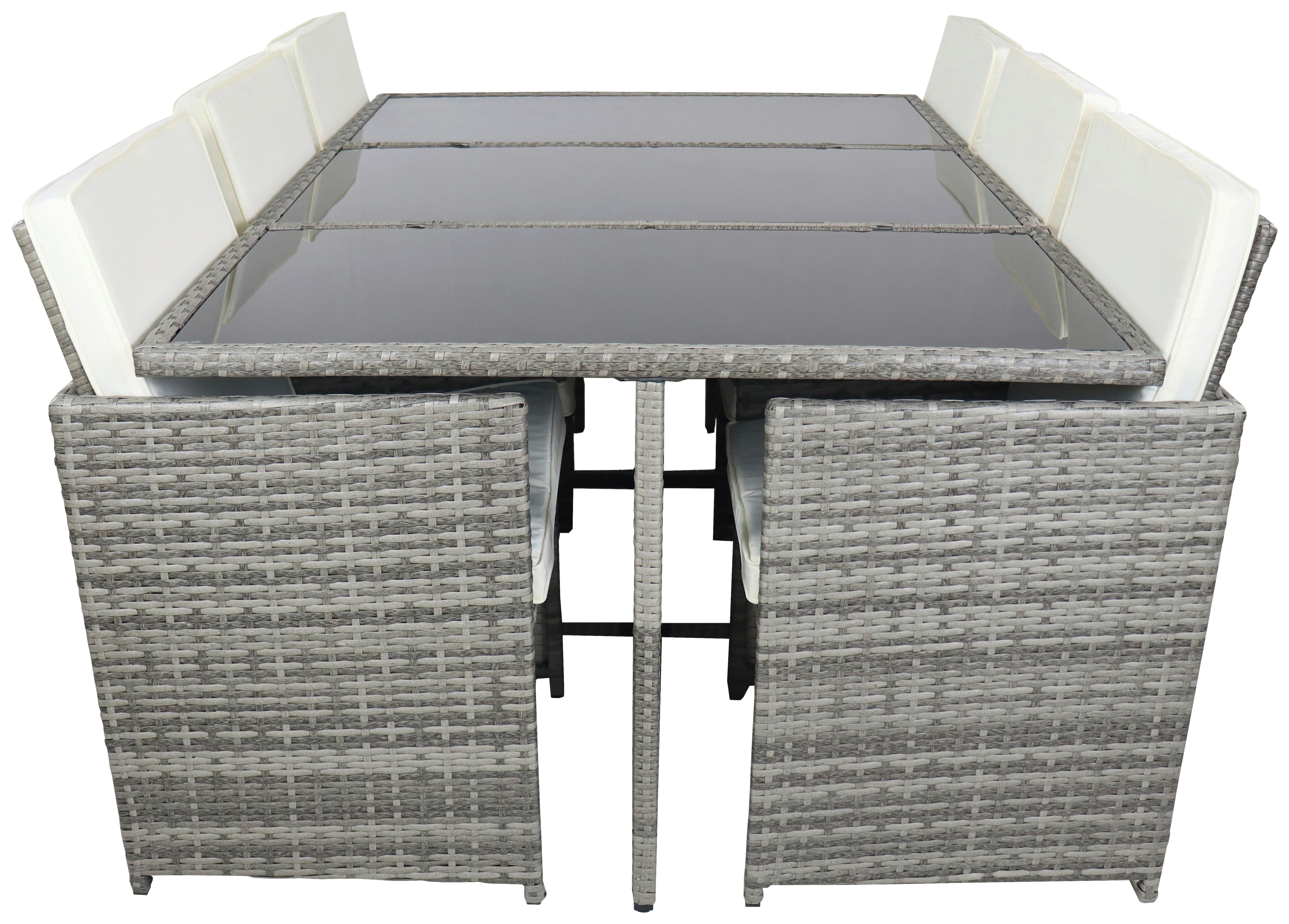 GARTENTISCHGRUPPE RALOSO - Creme/Grau, Modern, Glas/Kunststoff - Ambia Garden