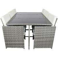 GARTENTISCHGRUPPE RALOSO - Creme/Grau, Modern, Glas/Kunststoff - Ambia Garden