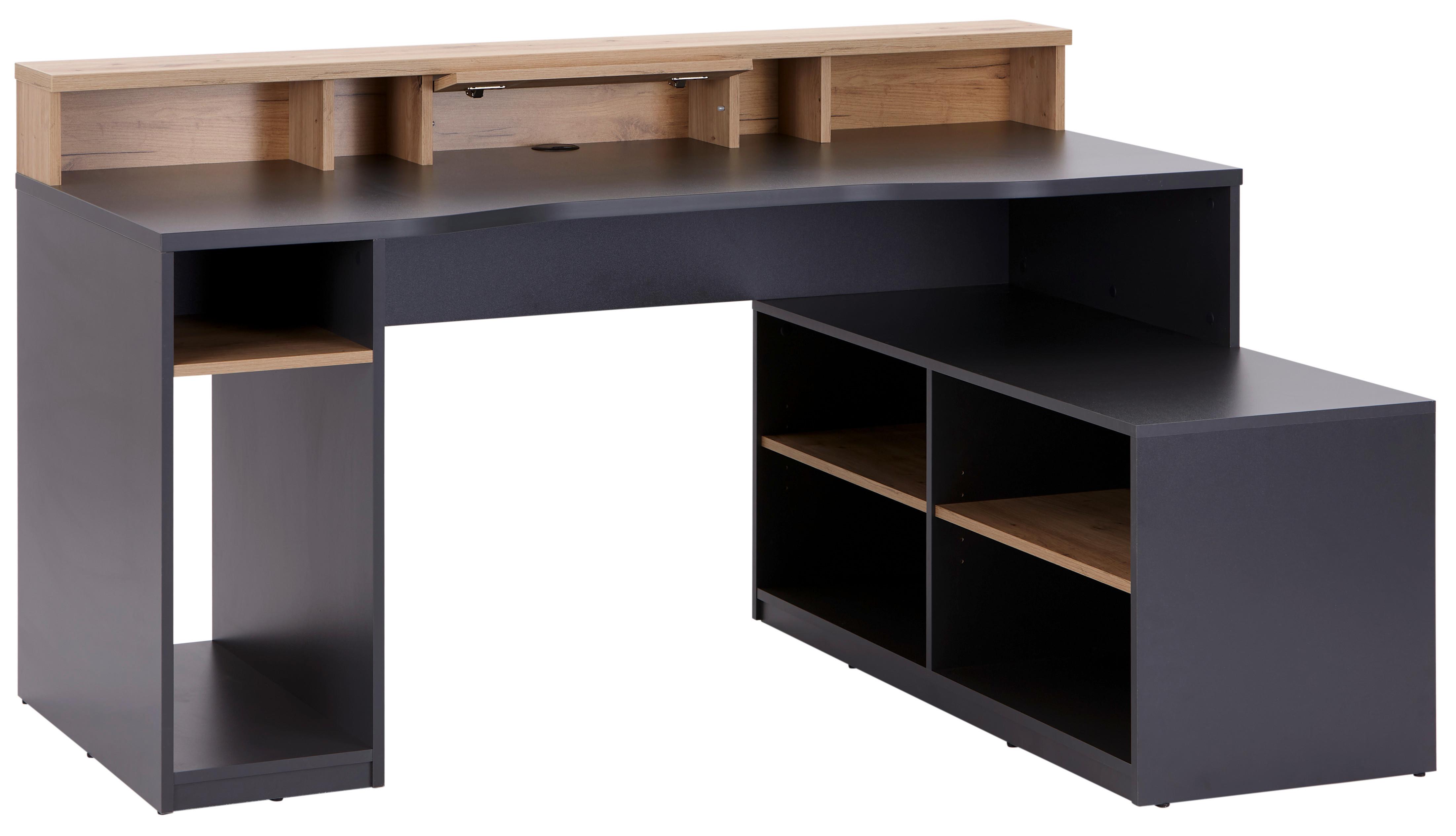 Masa de scris TEAMPLAYER - culoare lemn stejar/antracit, Modern, material pe bază de lemn (160/91,5/120cm) - Modern Living